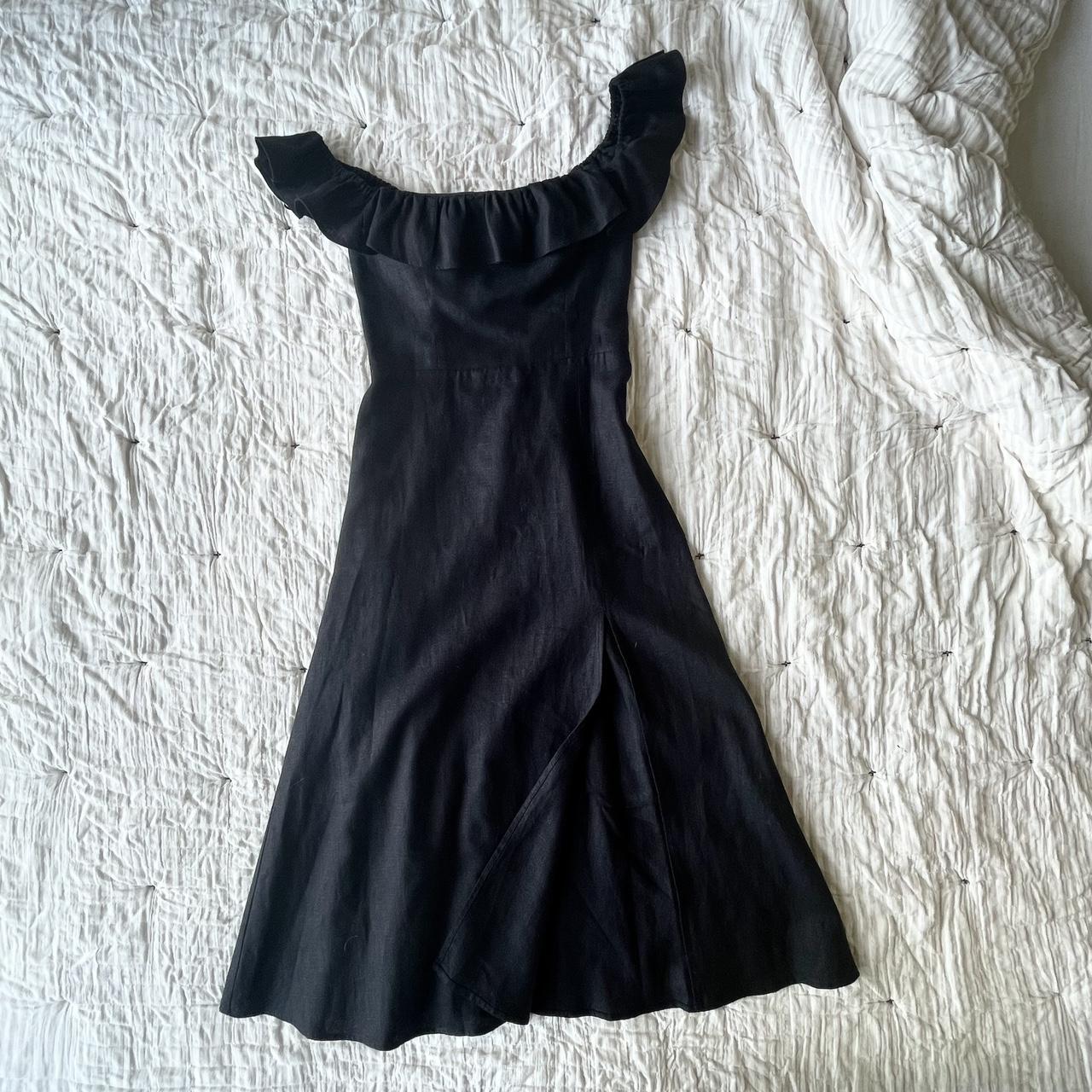 Reformation Amethyst Linen Dress. Black. Size 2.... - Depop