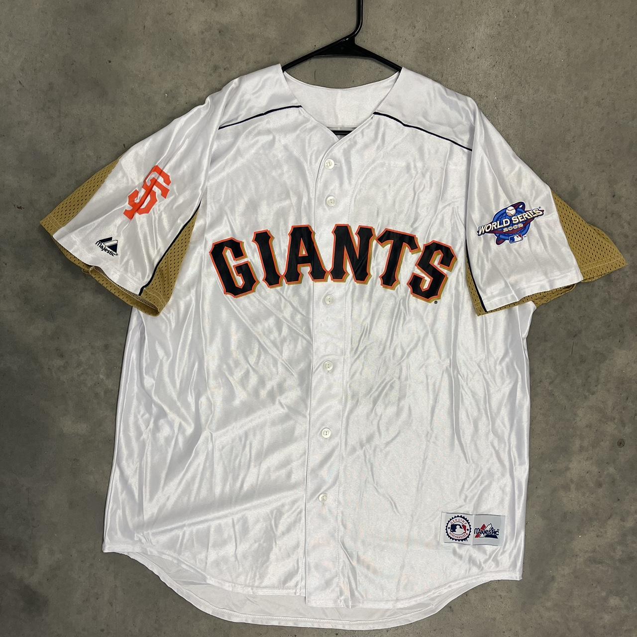 Majestic San Francisco Giants BARRY BONDS 2002 World Series Baseball JERSEY  Gray