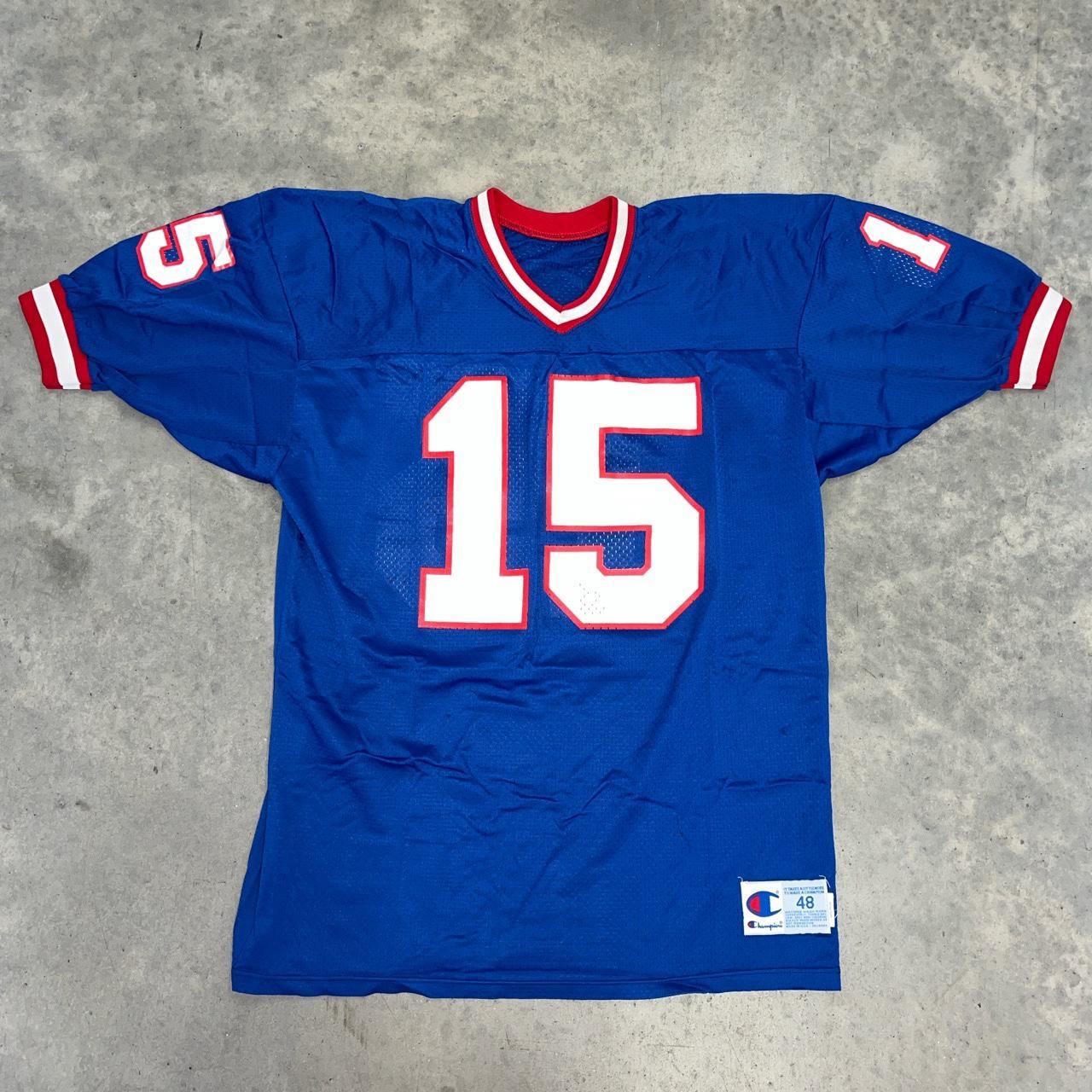 Vtg Blue New York Giants Champion 15 Jeff Hostetler NFL 