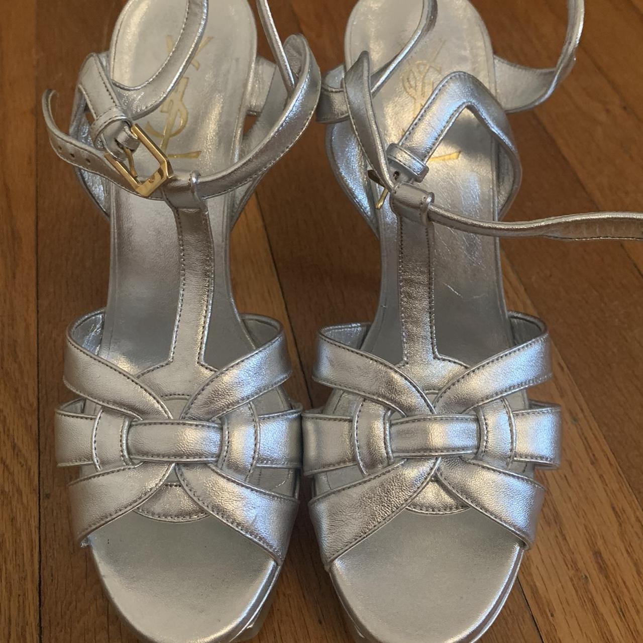 Yves Saint Laurent Women's Silver Courts | Depop