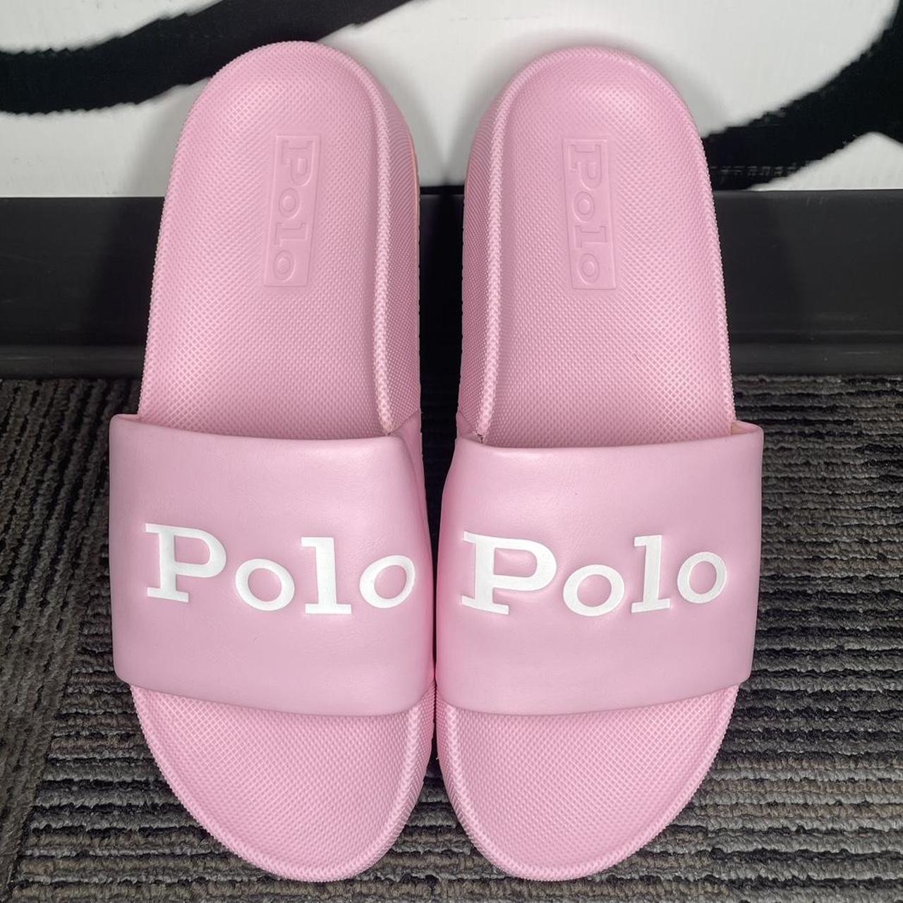 Pink Polo Slides • No flaws perfect condition •... - Depop