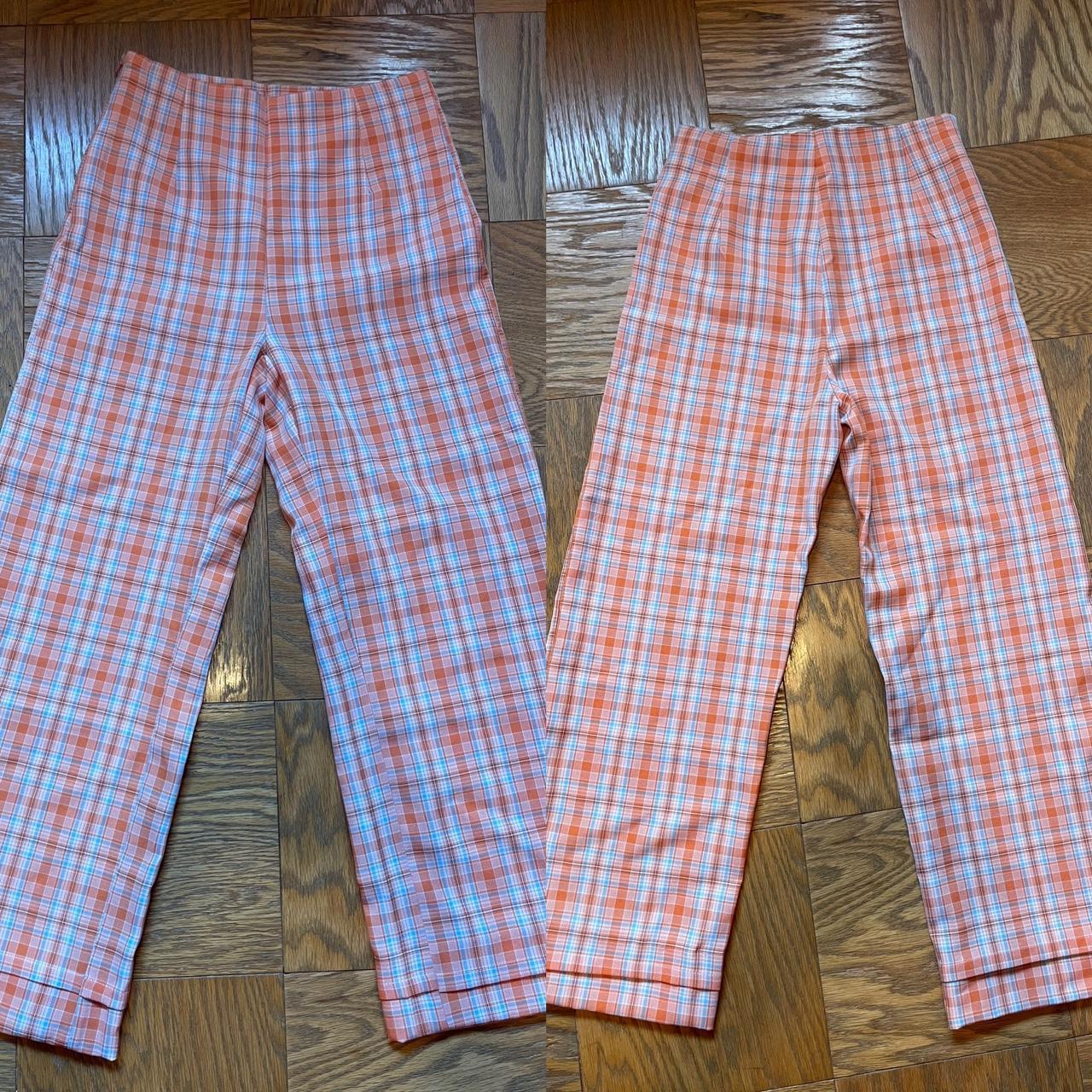 Pink and blue plaid hot sale pants