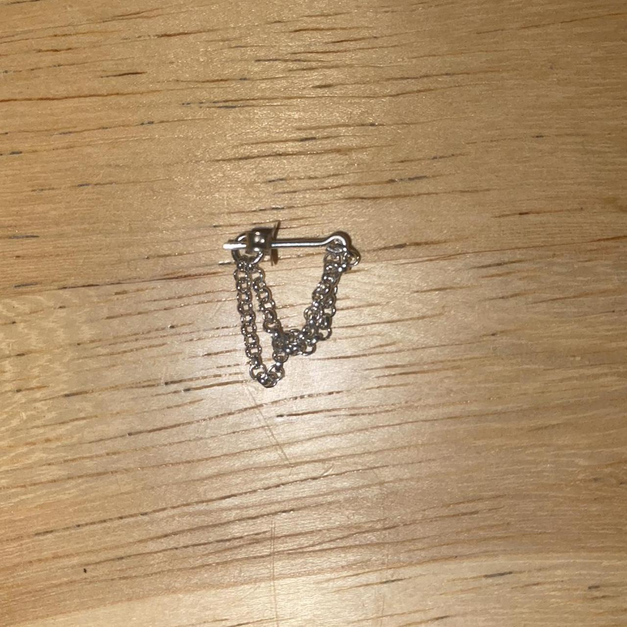 Double chain stud earring. Silver 925, so won’t turn... Depop