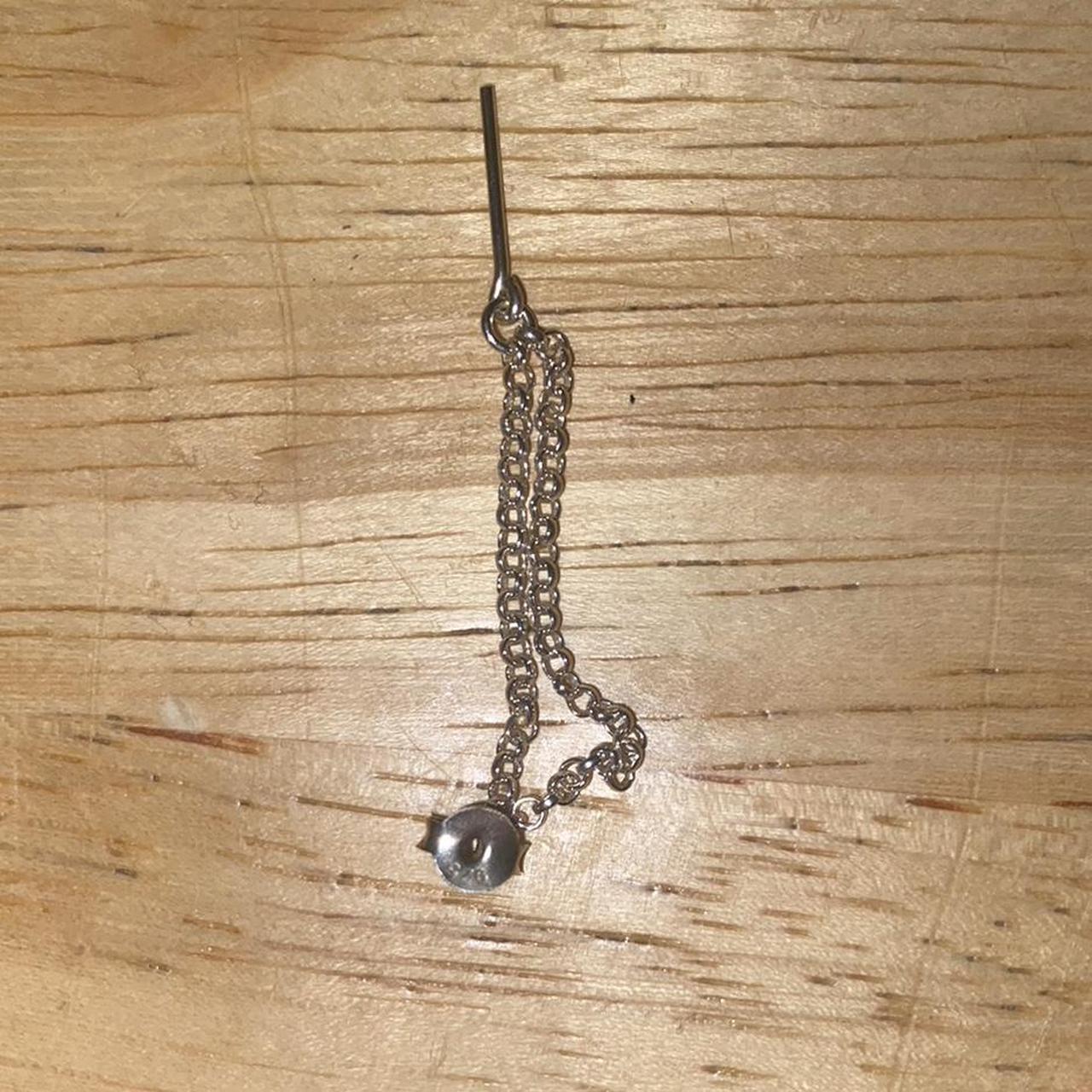 Double chain stud earring. Silver 925, so won’t turn... Depop