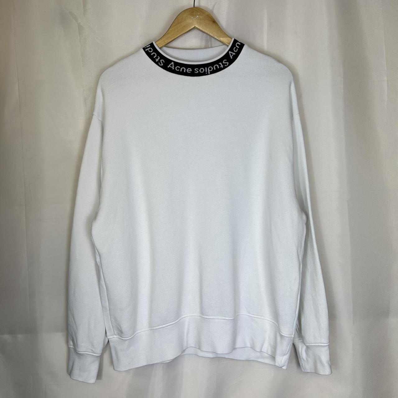 ACNE Studios Fulton Logo Rib Crew Sweatshirt White... - Depop