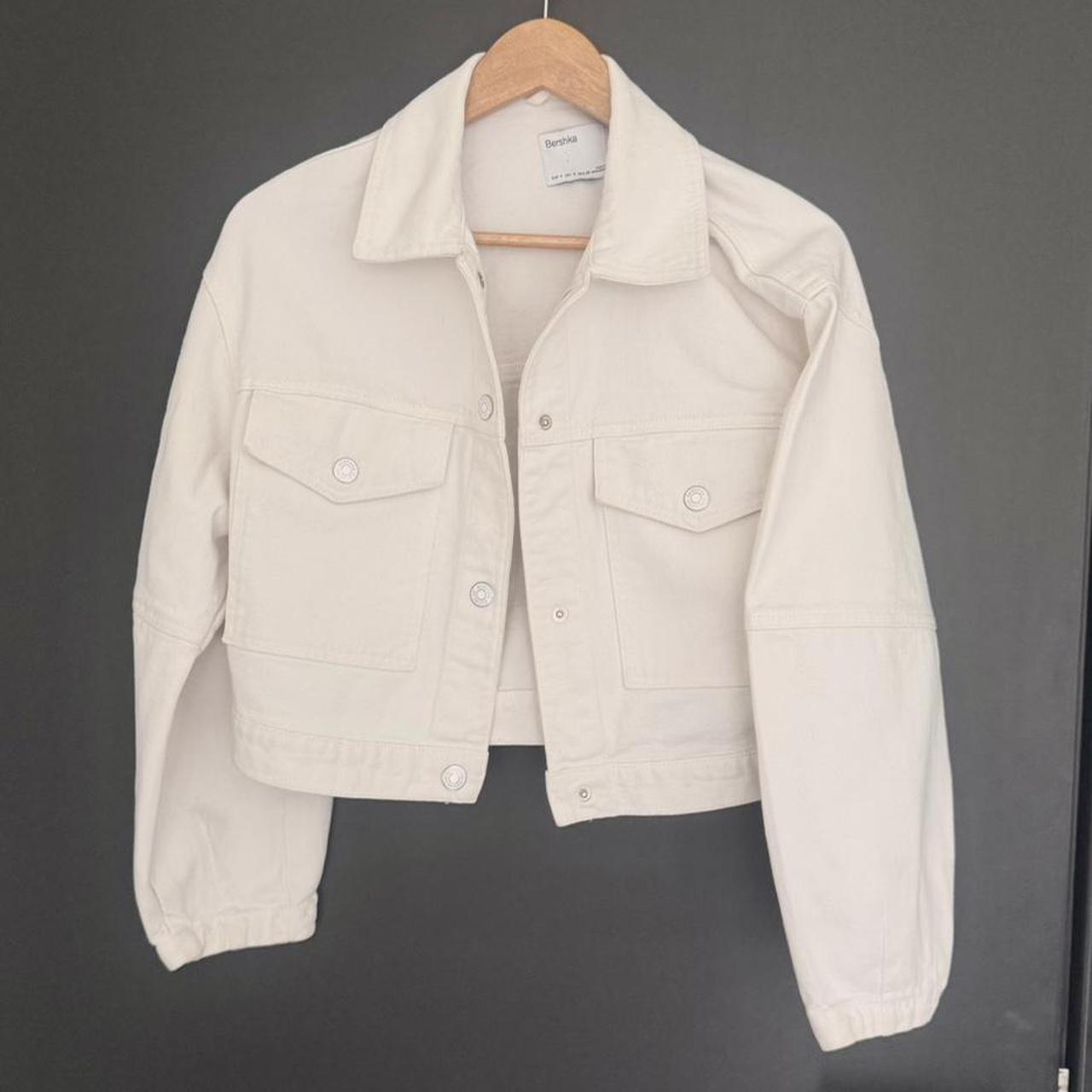 Bershka white denim jacket hotsell