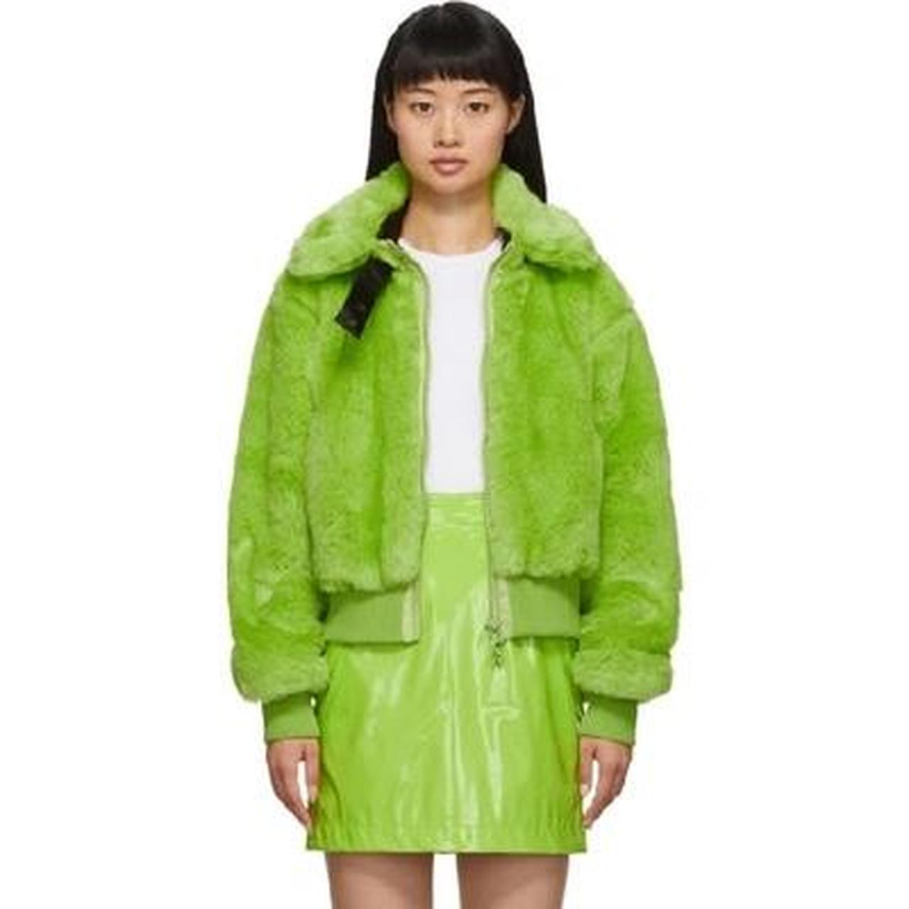 Kirin by Peggy Gou green smiley face faux fur jacket...