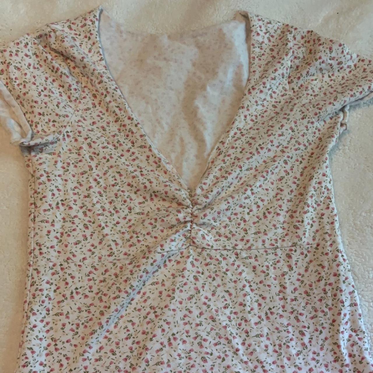 brandy melville floral gina top small signs of wear,... - Depop