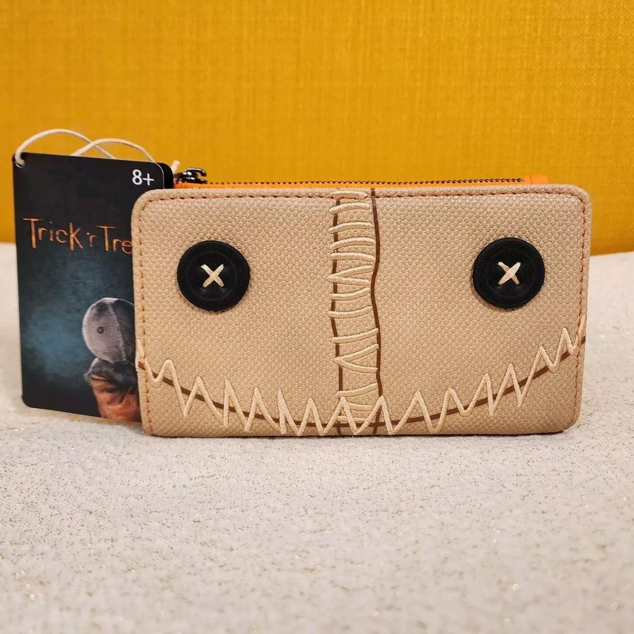 Sam Trick 'r Treat Folding Coffin Wallet | Handmade Vinyl Faux Leather Wallet | Goth top Alt Halloween Horror Cult Classic Orange Green Black