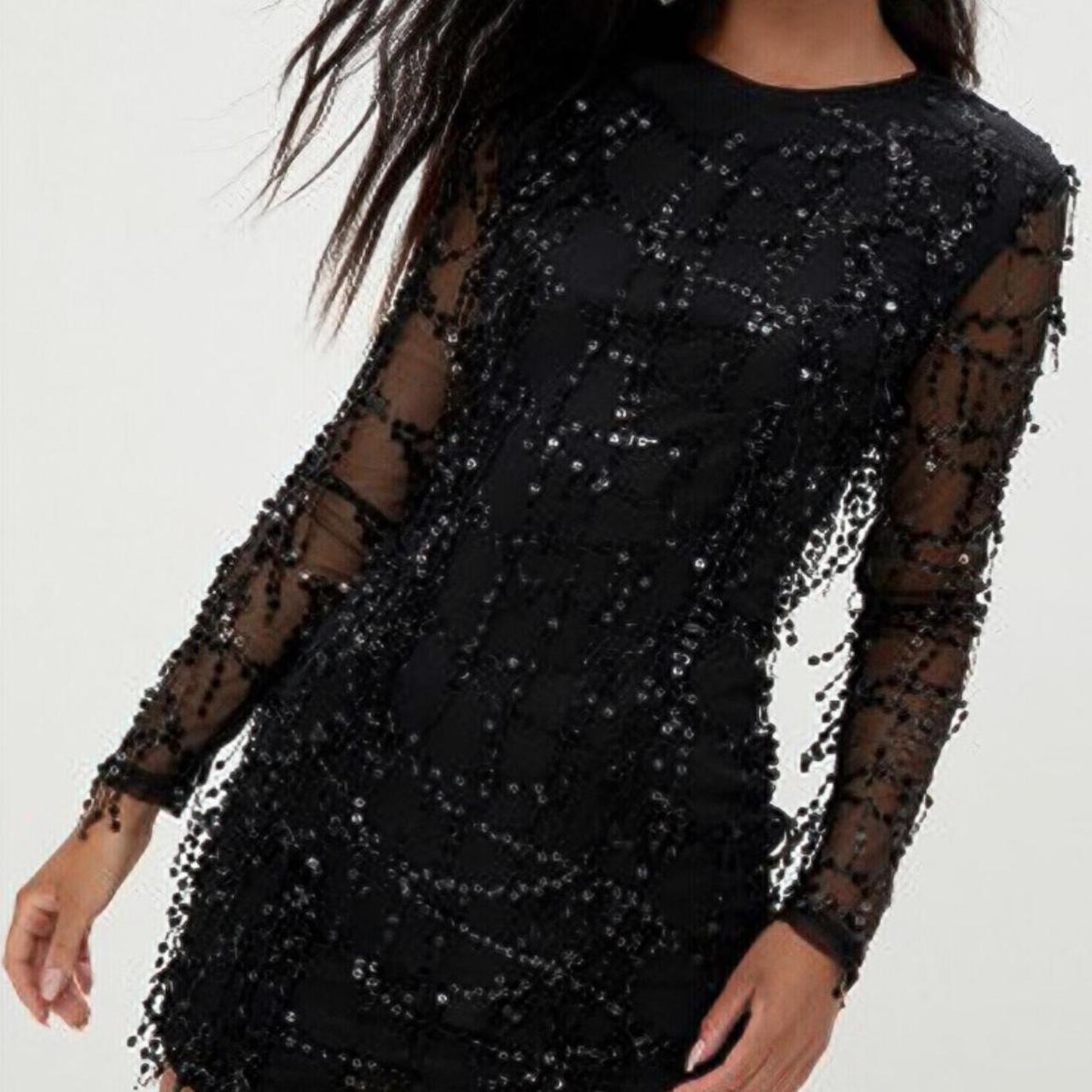 Pretty little thing black sparkly dress best sale