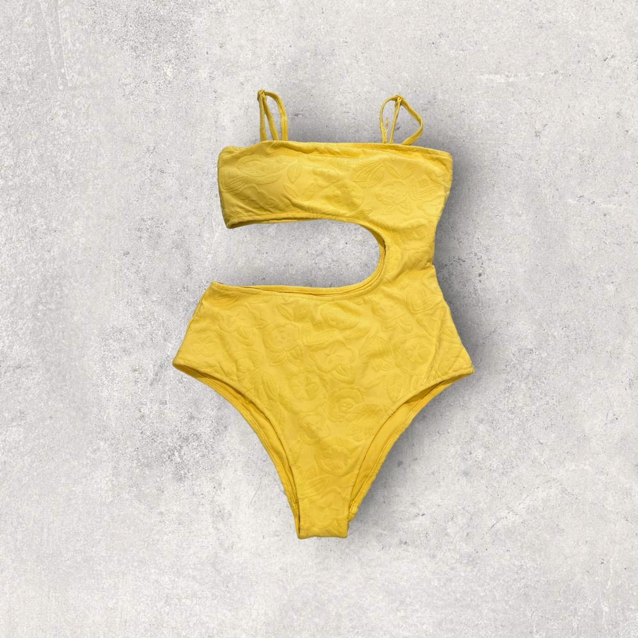 yellow one piece cheeky with side cut out from aerie... Depop