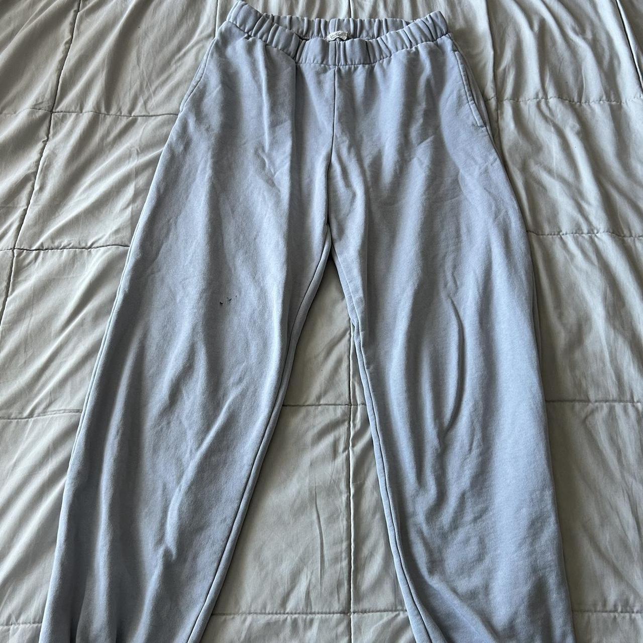 Light Blue/grey Sweatpants Size: S/M *small Stain... - Depop