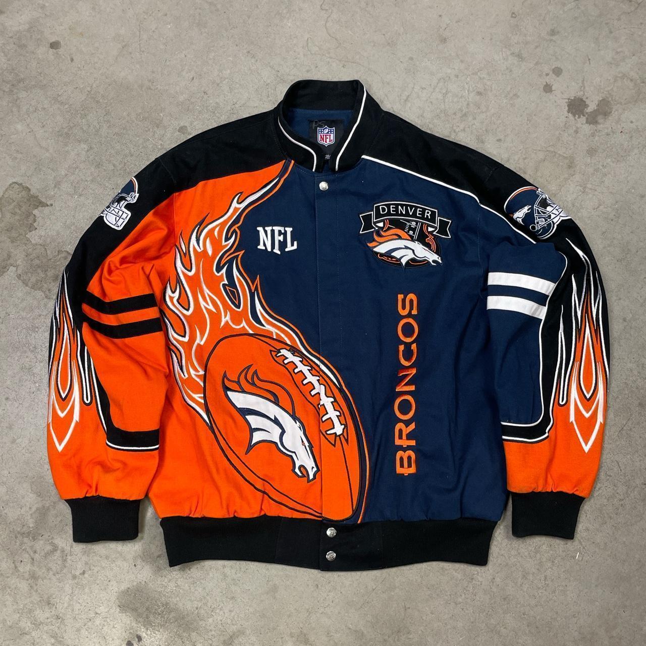 Men's Pro Standard Navy Denver Broncos Championship Satin Full-Snap Varsity Jacket Size: Extra Large