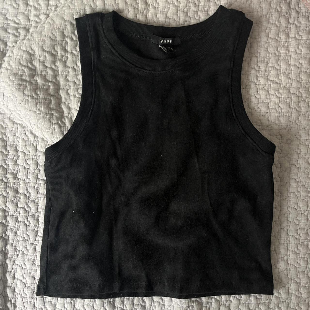 Black ribbed crop tank Worn twice and washed once - Depop