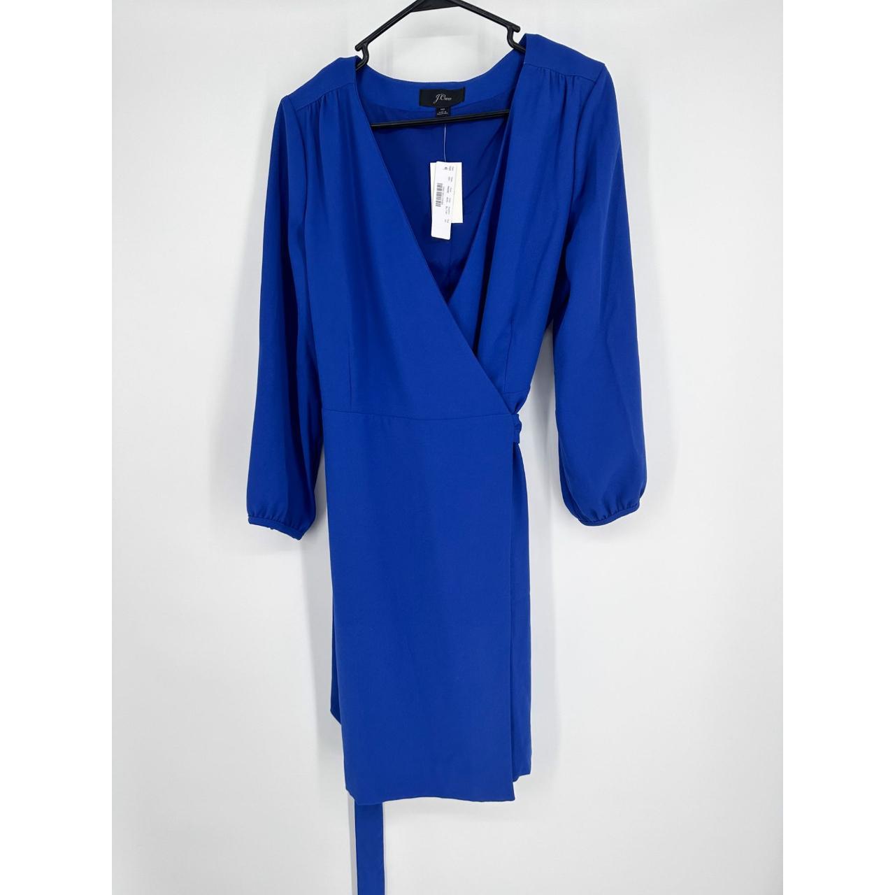 J. Crew Dress 365 Crepe Wrap Dress Royal Blue Size. Depop