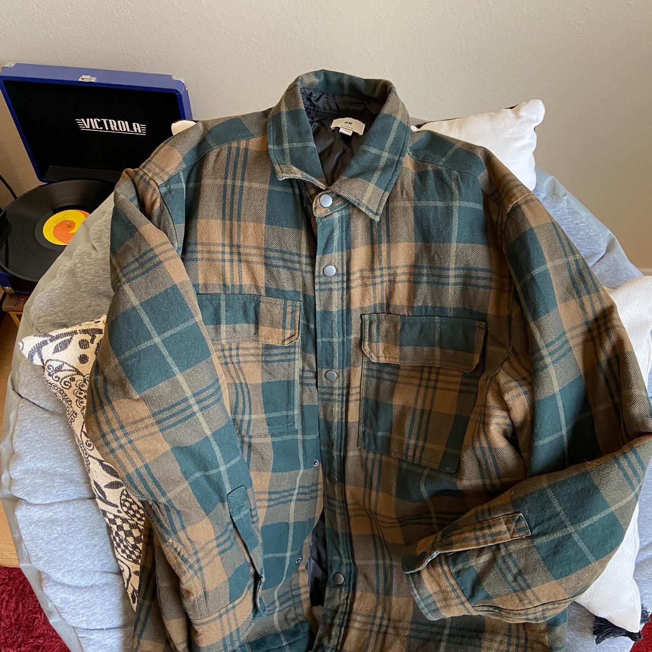 H&M Brown/Green XL Plaid Overshirt Only