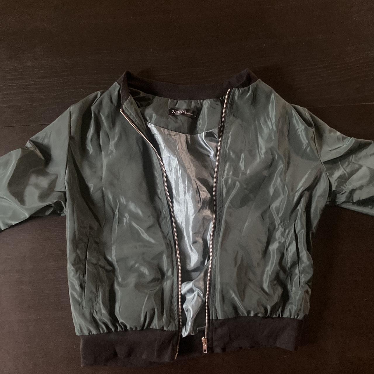 Medium dark green bomber jacket. Depop