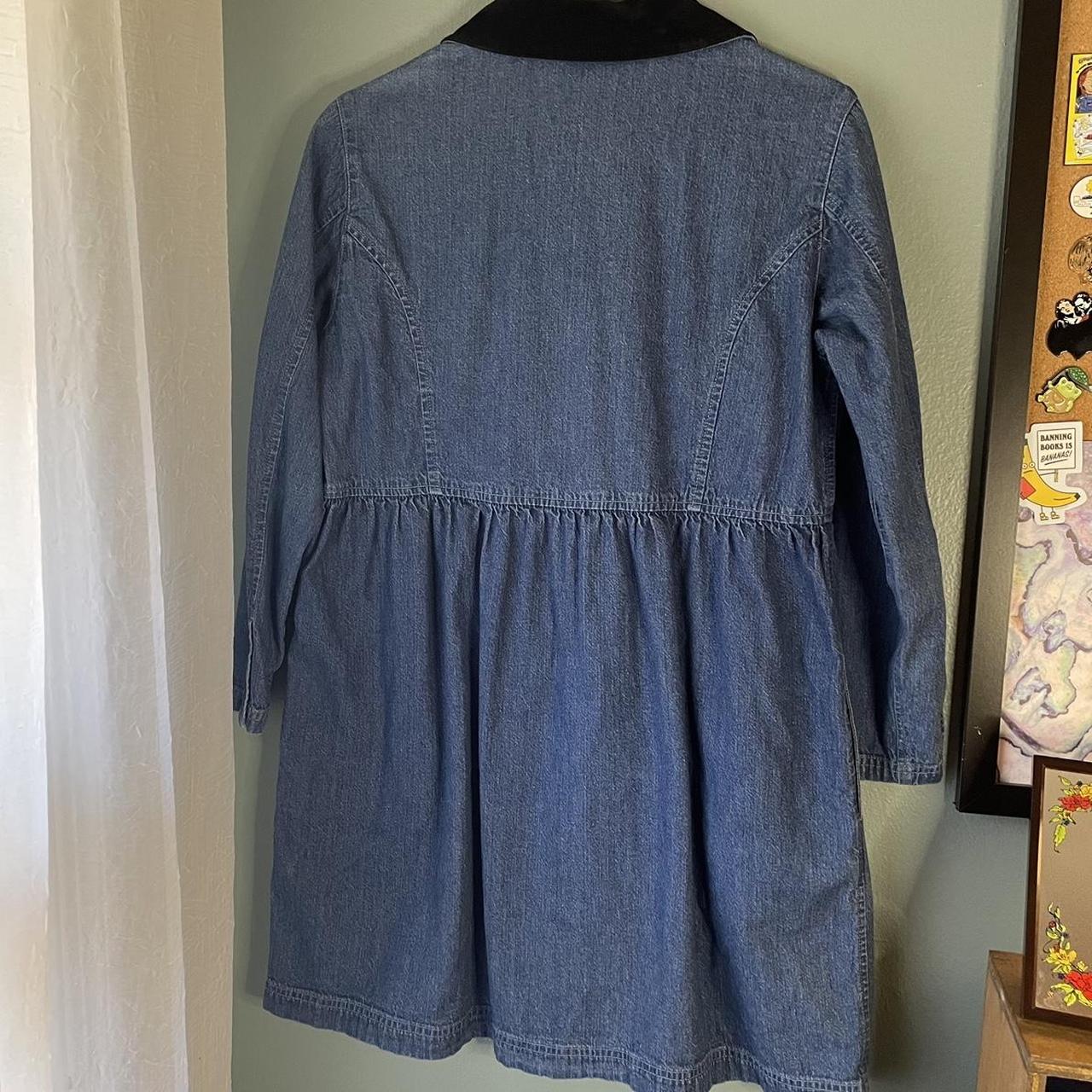 Vintage Eddie Bauer denim dress with velvet... - Depop