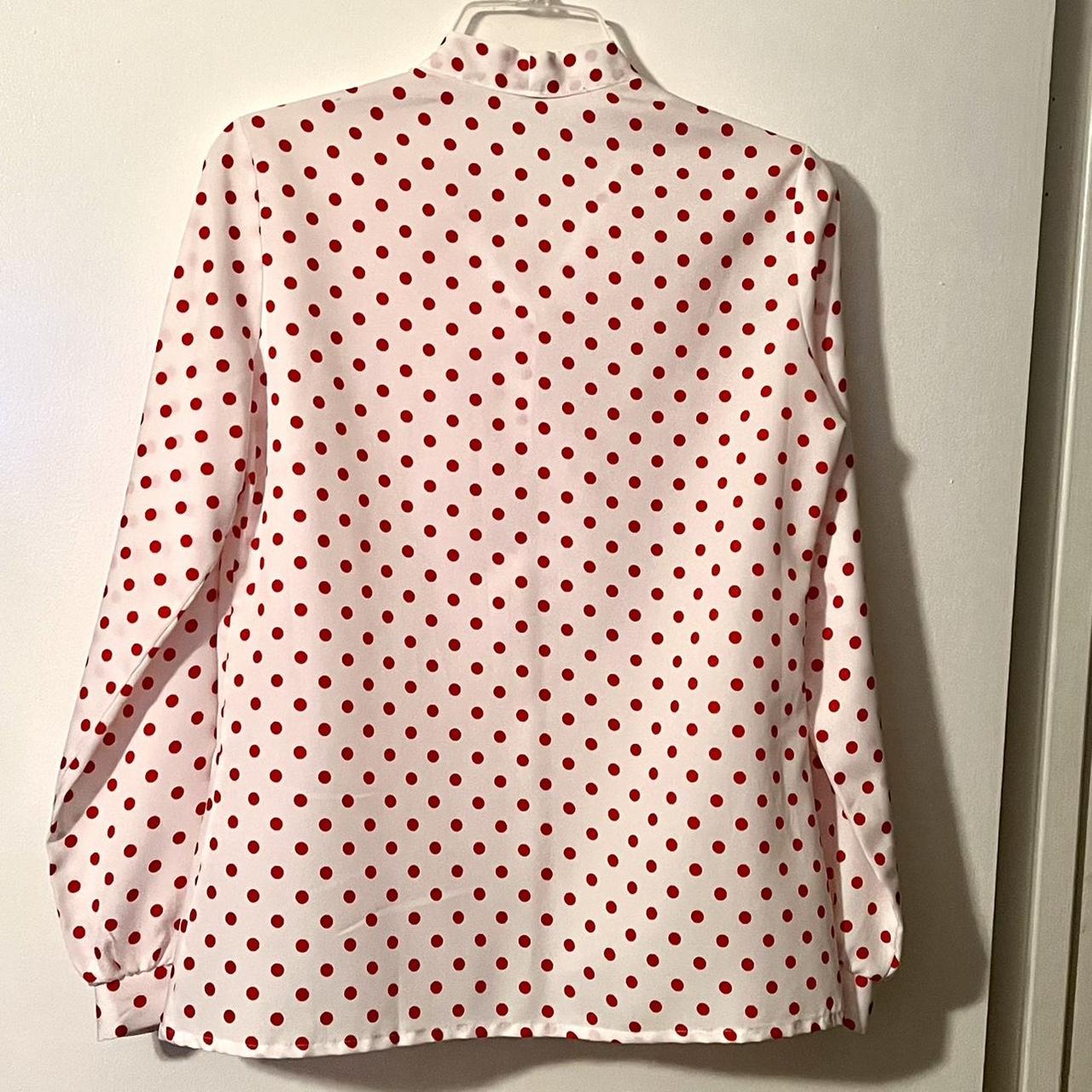 JCPenney Women's White and Red Blouse Depop