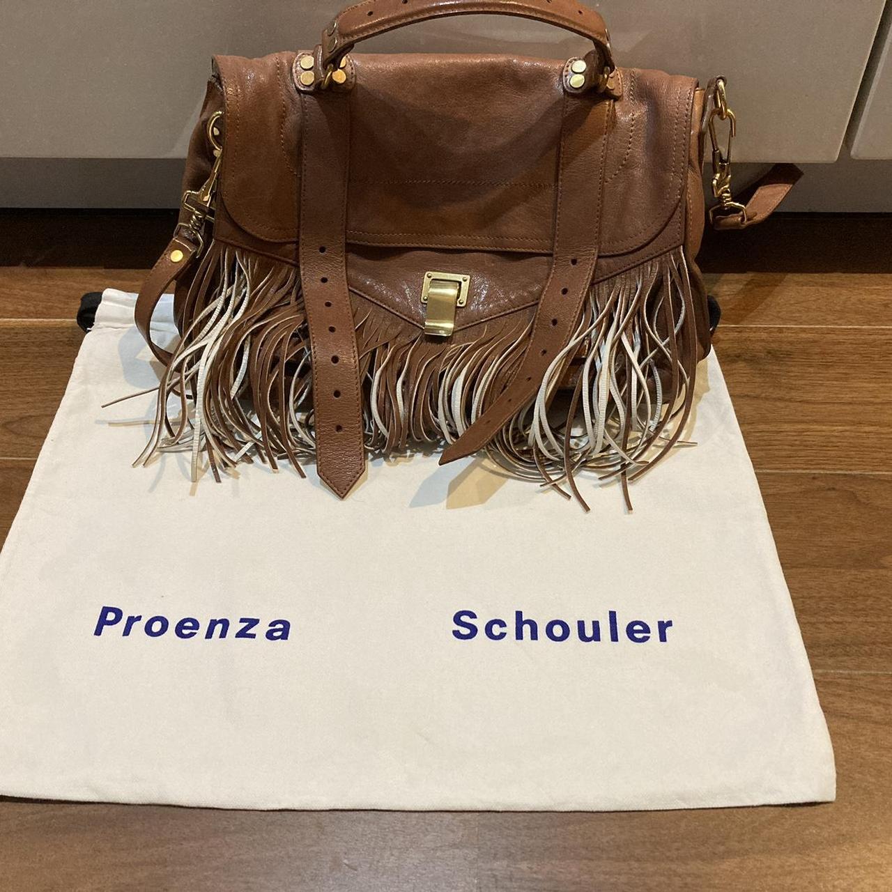 Proenza Schouler PS1 medium fringe brown bag leather