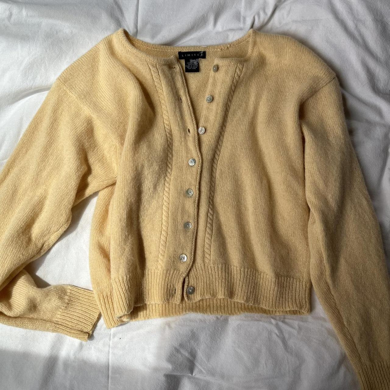 Light yellow wool cardigan vintage - Depop