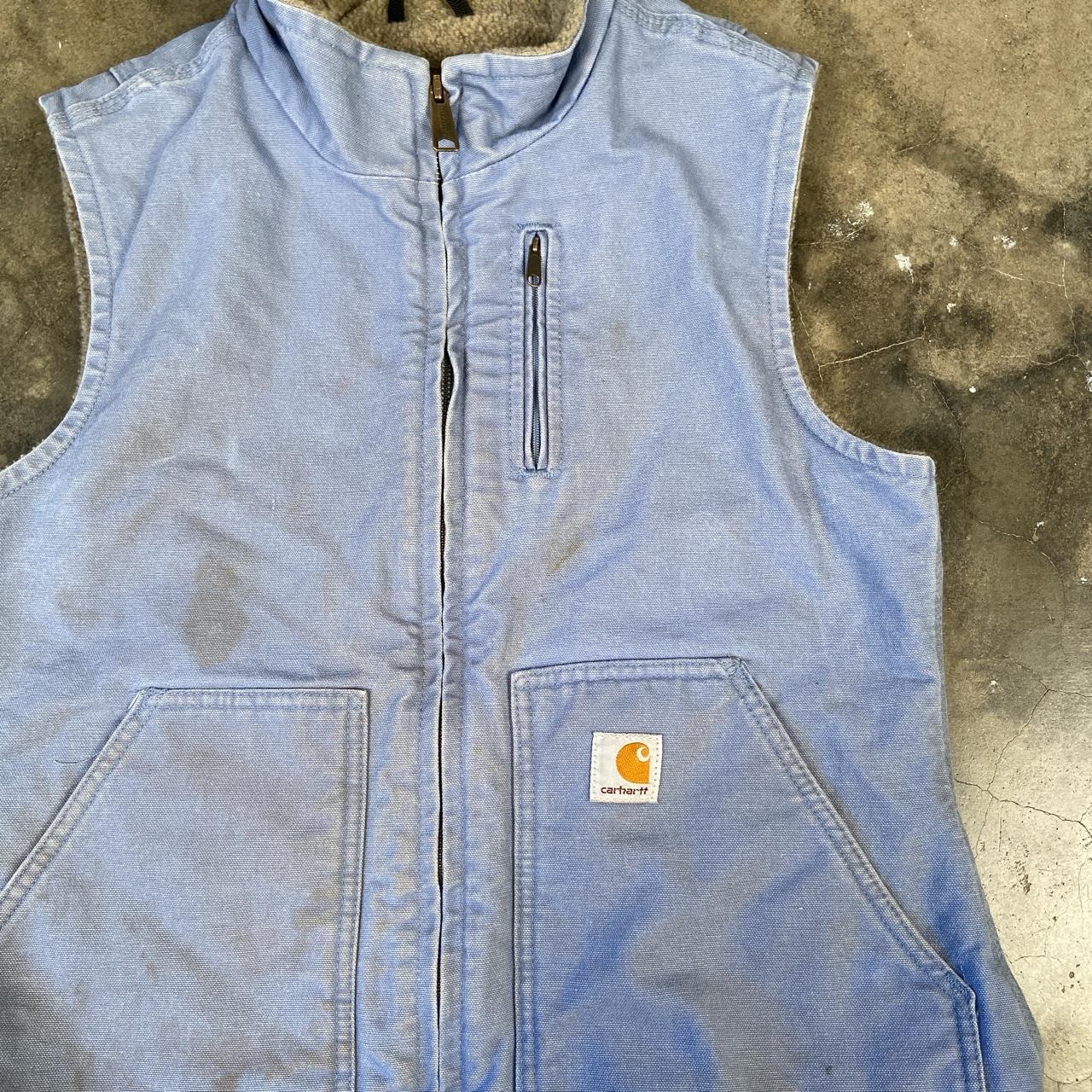 Baby Blue Carhartt Vest. Size Small. Measurements:... - Depop