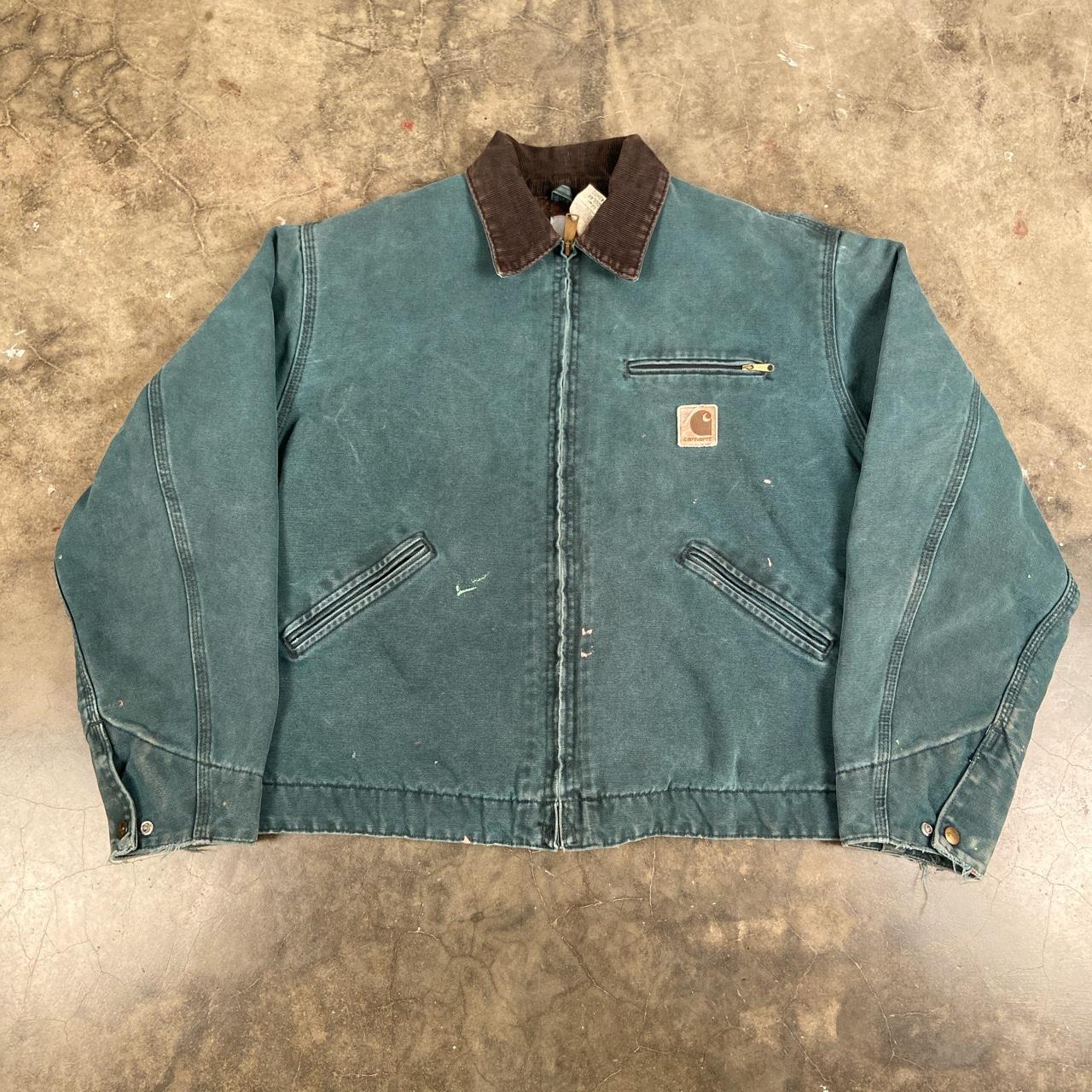 Vintage Hunter Green Distressed Carhartt Detroit... - Depop