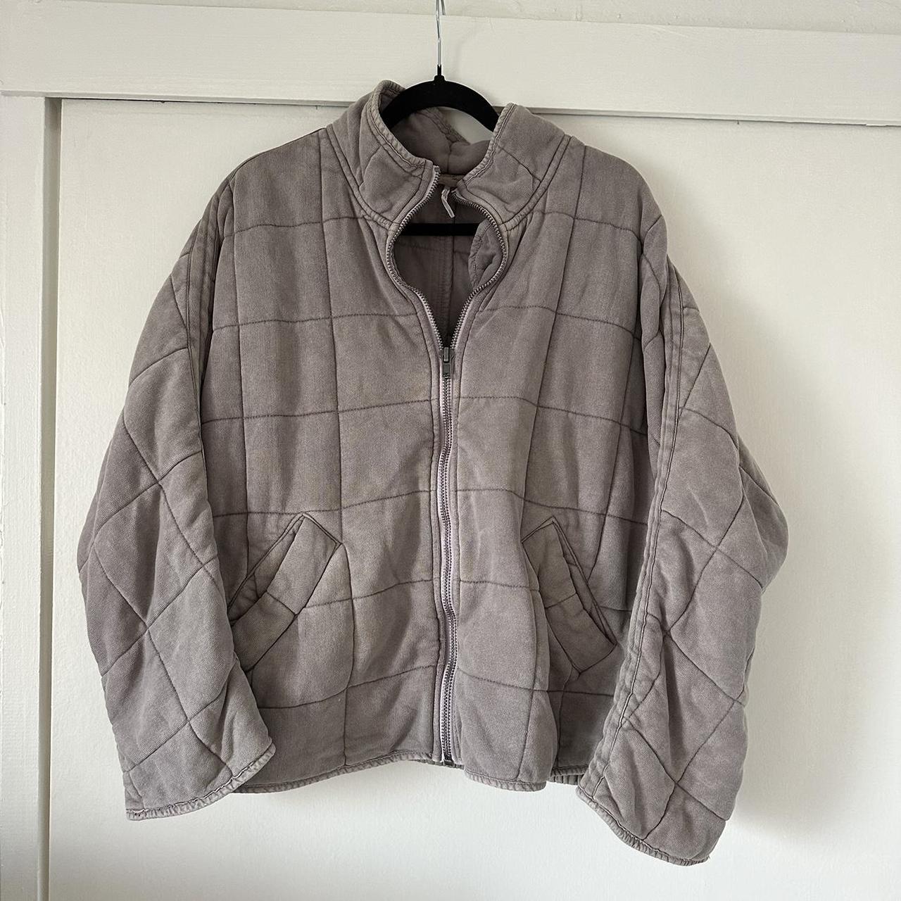 Free people dolman quilted jacket mauve gray the depop