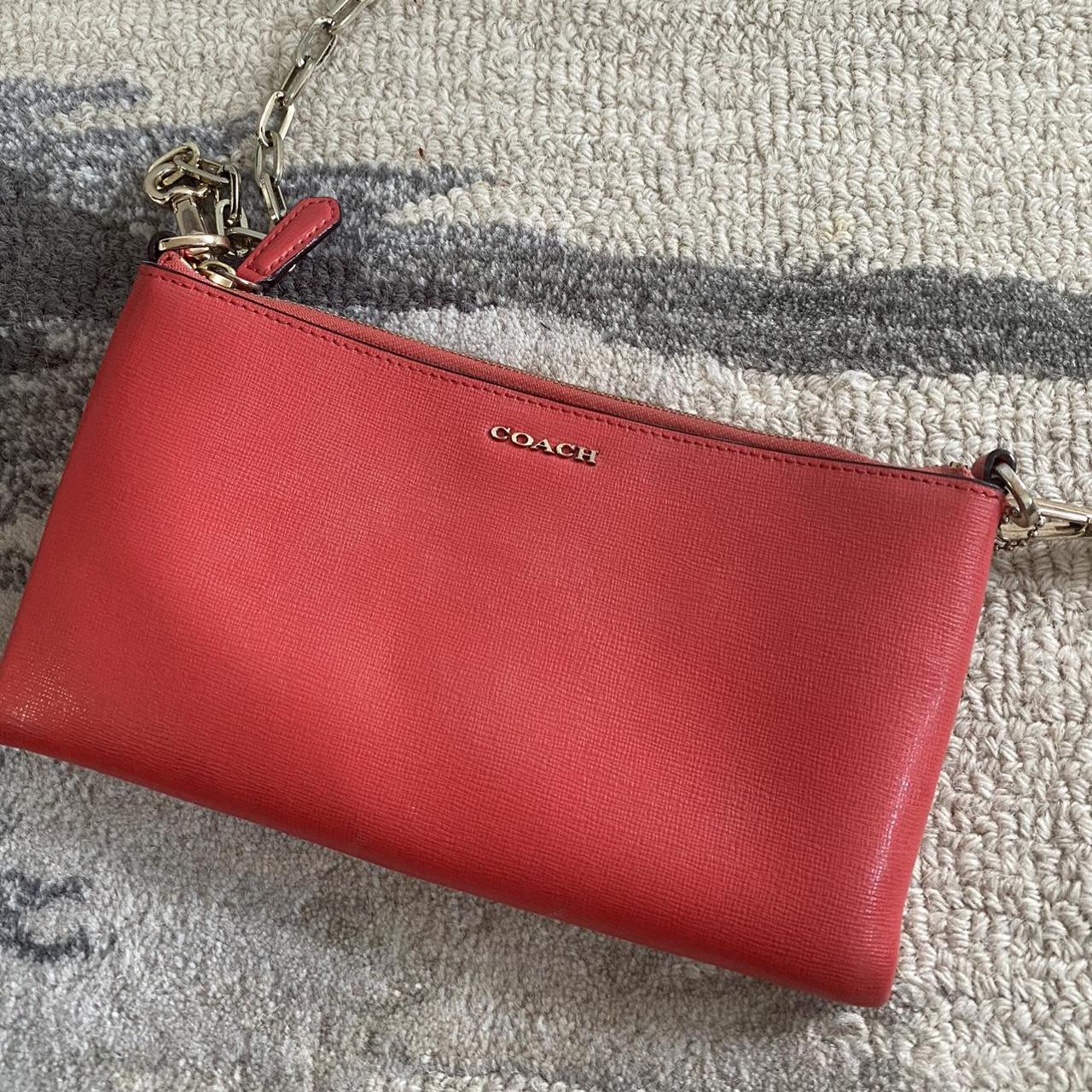 COACH Box Program Polished Pebble Small Zip Around in Red | Lyst