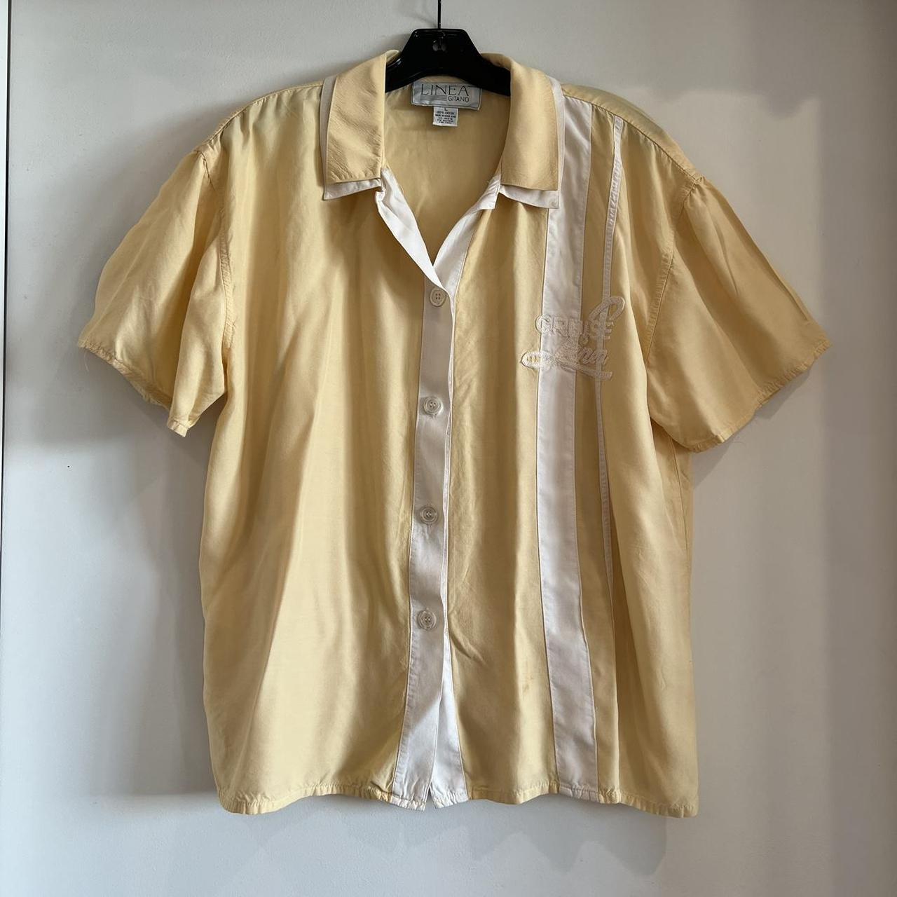 Vintage yellow bowling shirt “Cruise Linea” Linea... - Depop