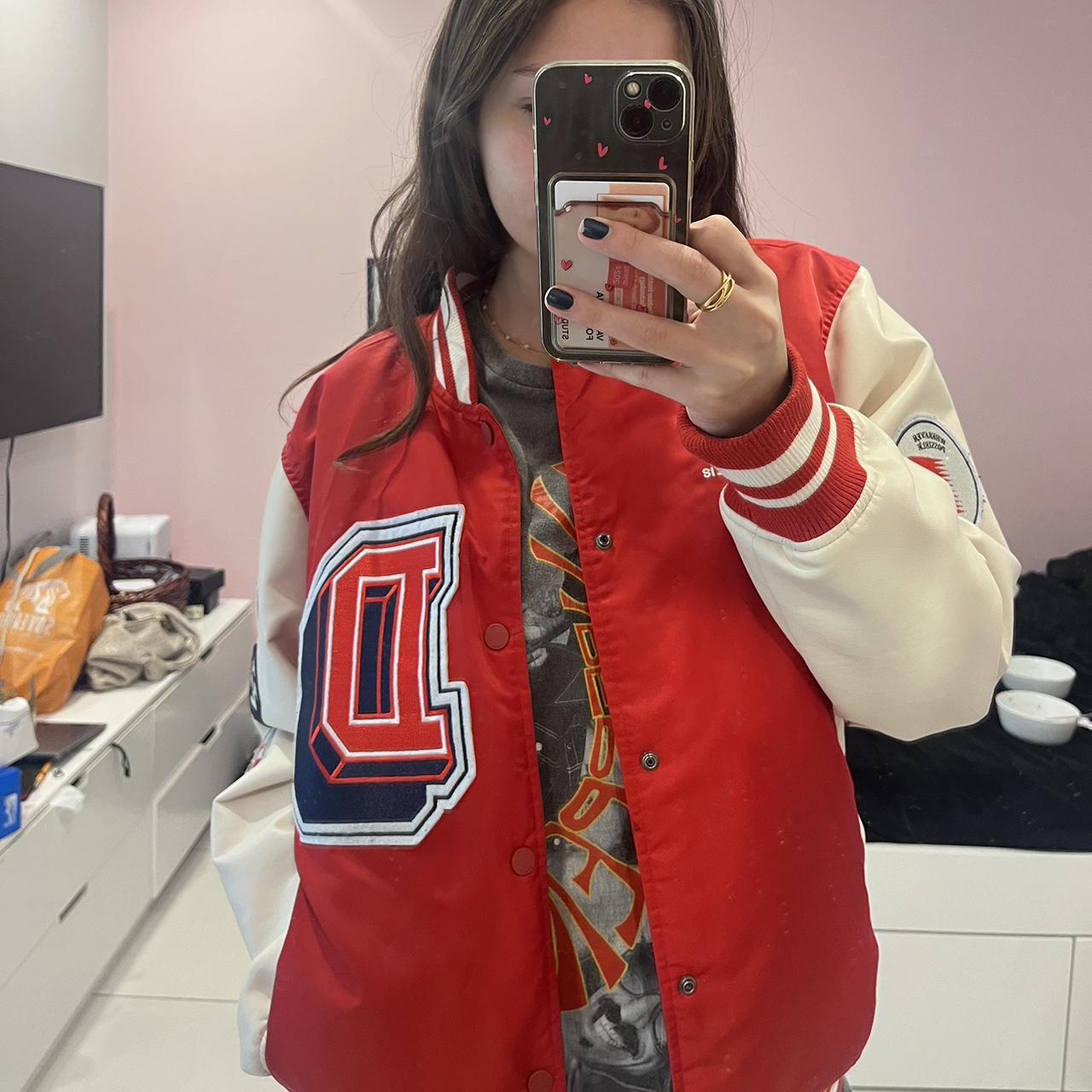varsity jacket red zara