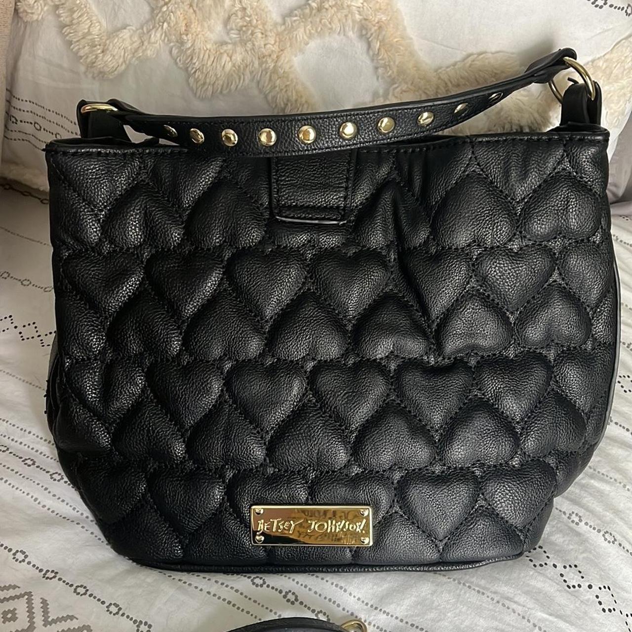 Betsey Johnson Black Heart Shoulder Bag w/... - Depop