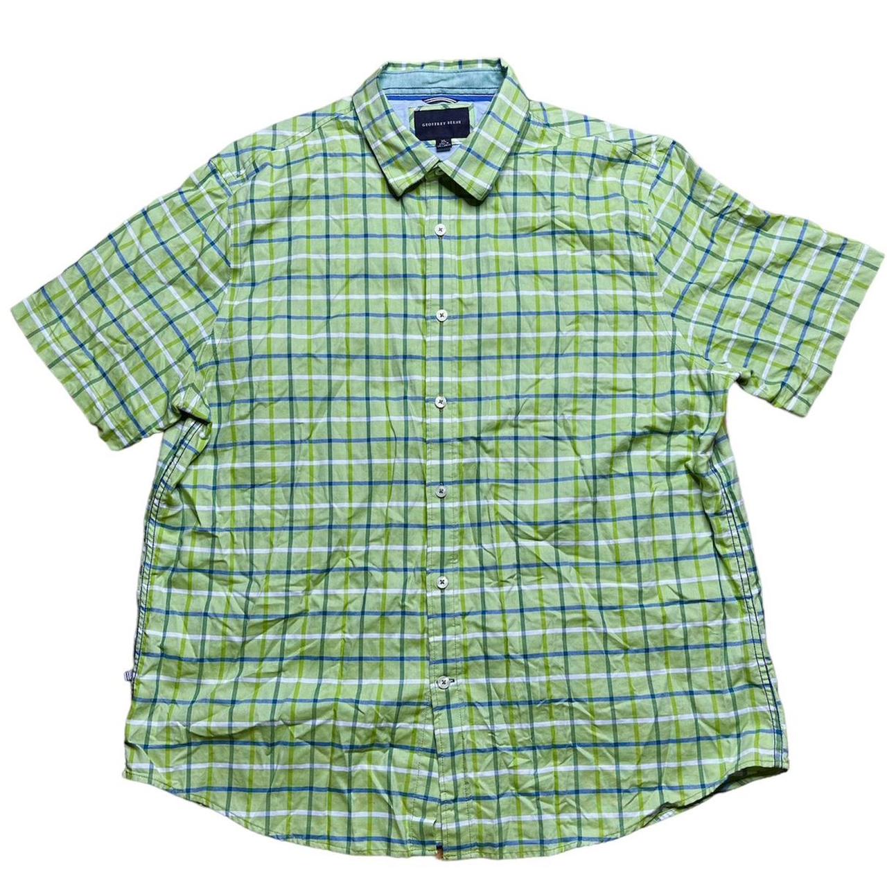 Geoffrey Beene Men's Green and Blue Shirt | Depop