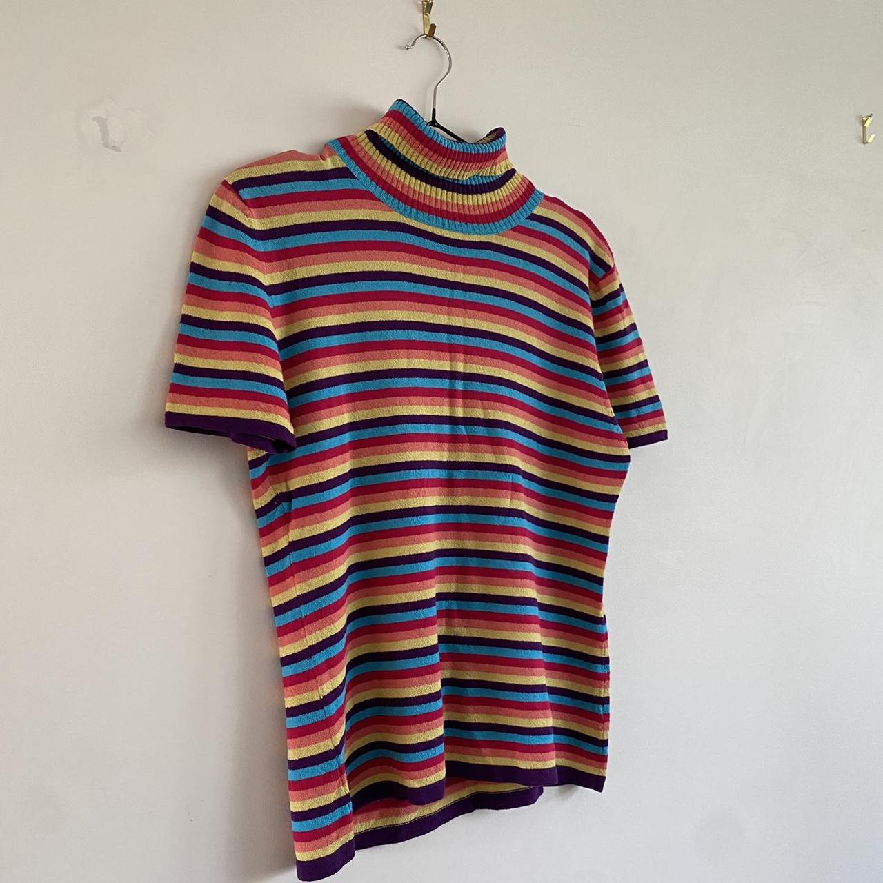 Rainbow, turtle neck shirt. Size large 🌈 - Depop