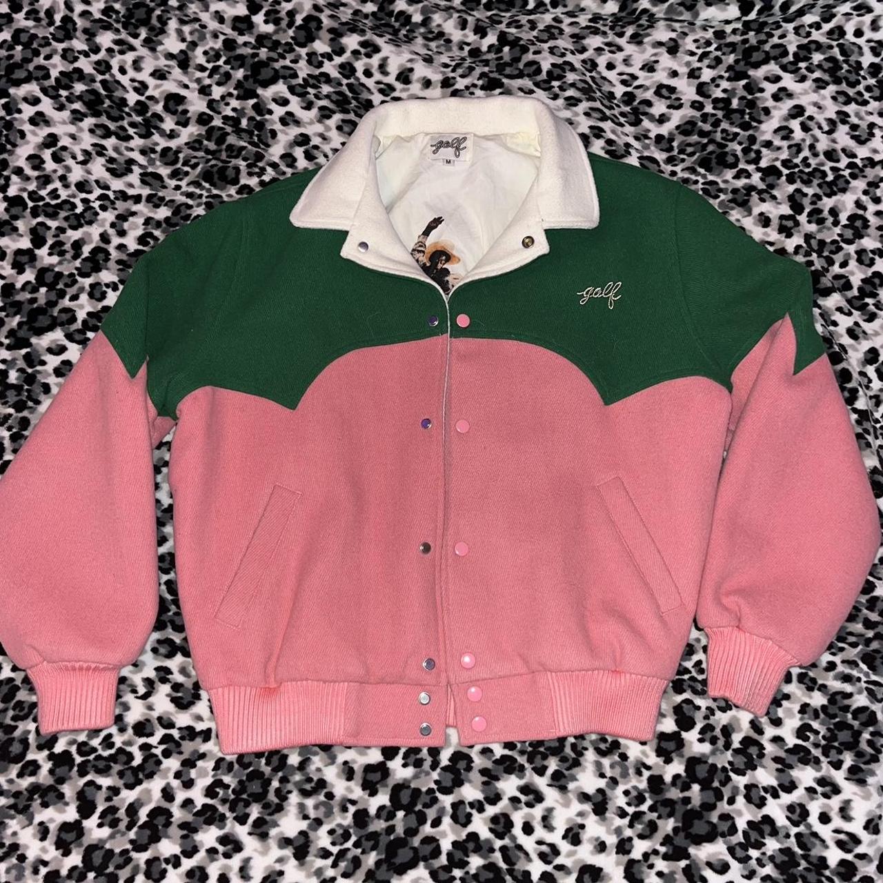 Pink and Green Golf Le Fleur* Varsity Jacket Depop
