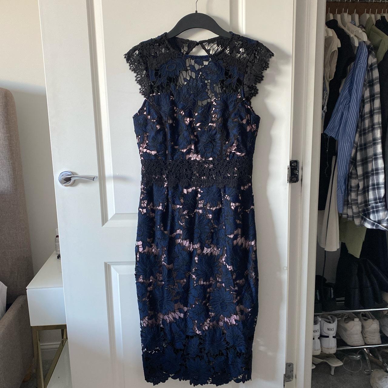 Lipsy London VIP navy/black embroidered floral Depop