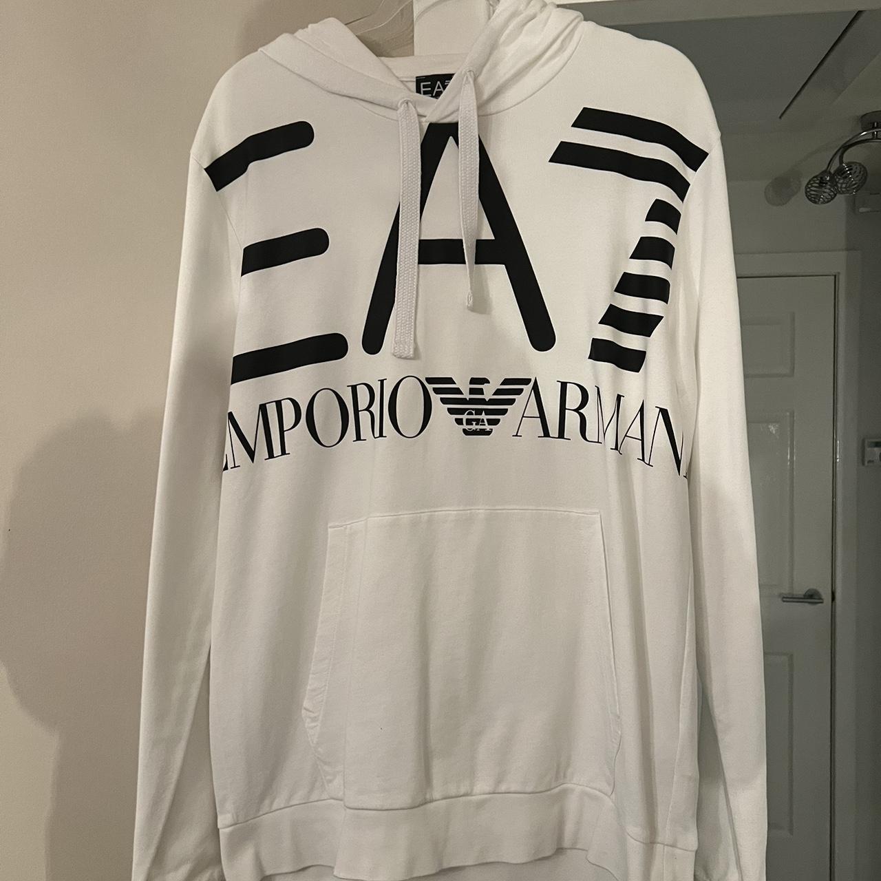 Mens white armani on sale hoodie