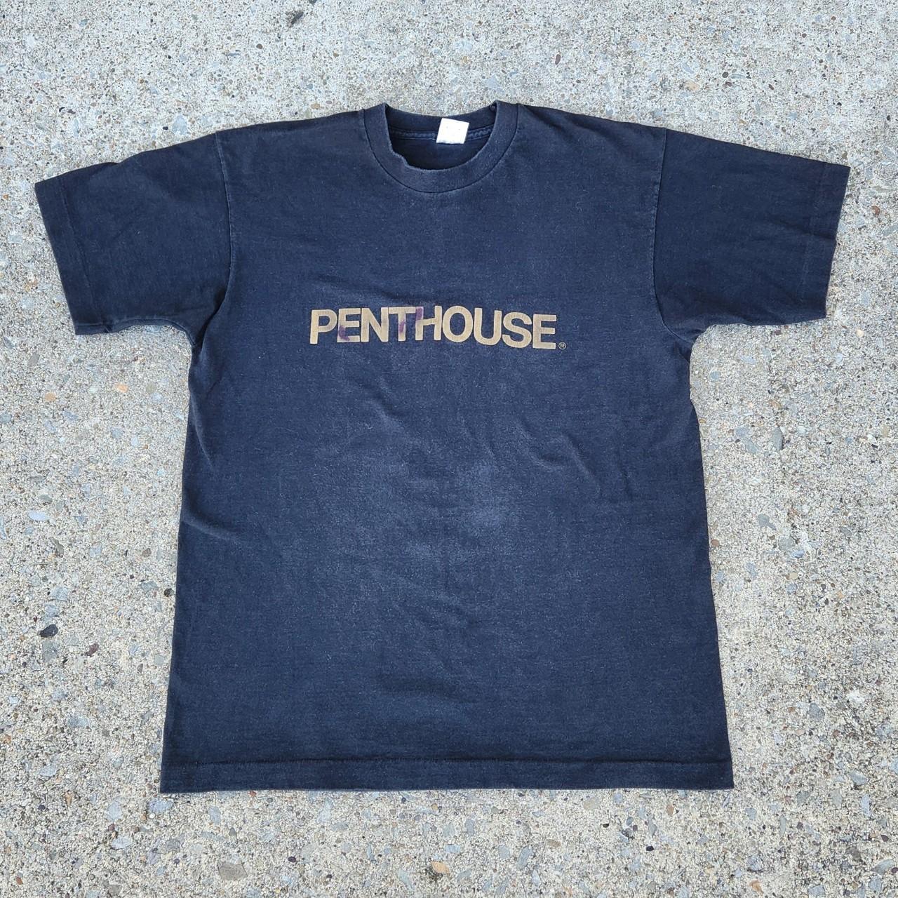 Vintage Penthouse Magazine T Shirt Black Large Made... - Depop