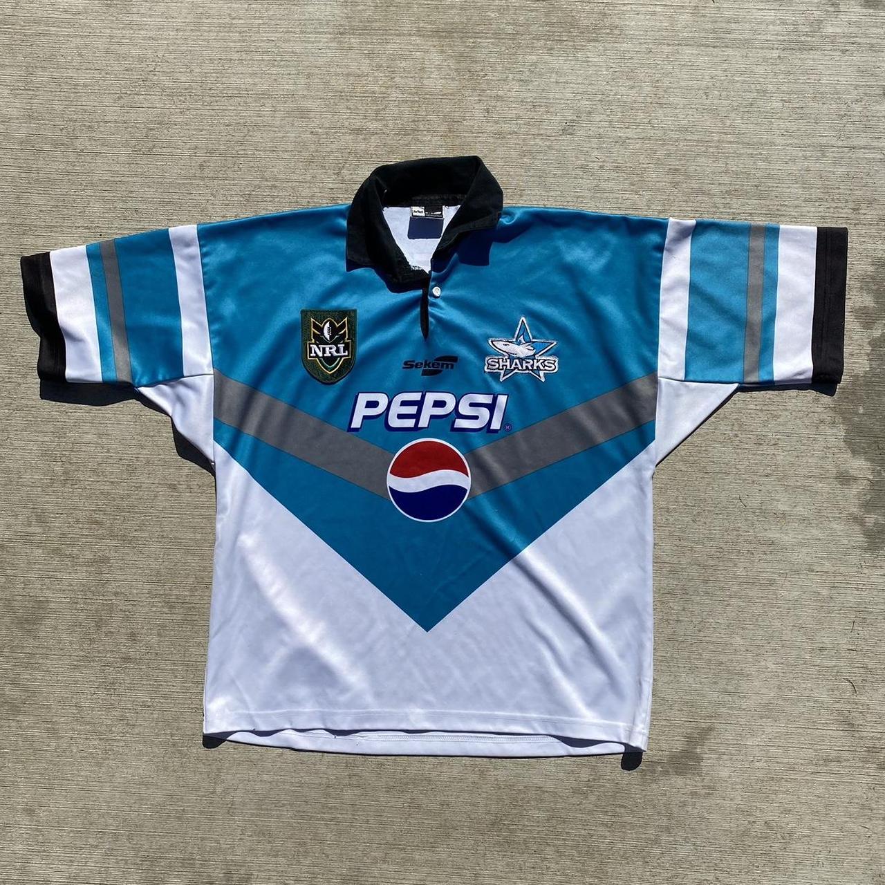 NRL 1998 Cronulla Sharks Rugby Vintage jersey. Rare... Depop