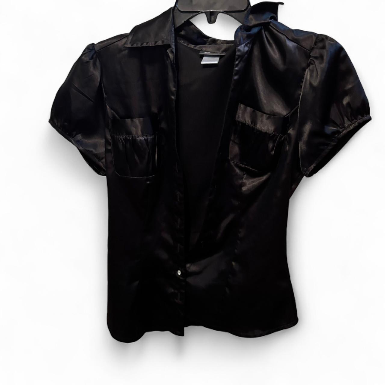 週末SALE♡rosymonster crispy satin tops Satin shirt-tops - Depop