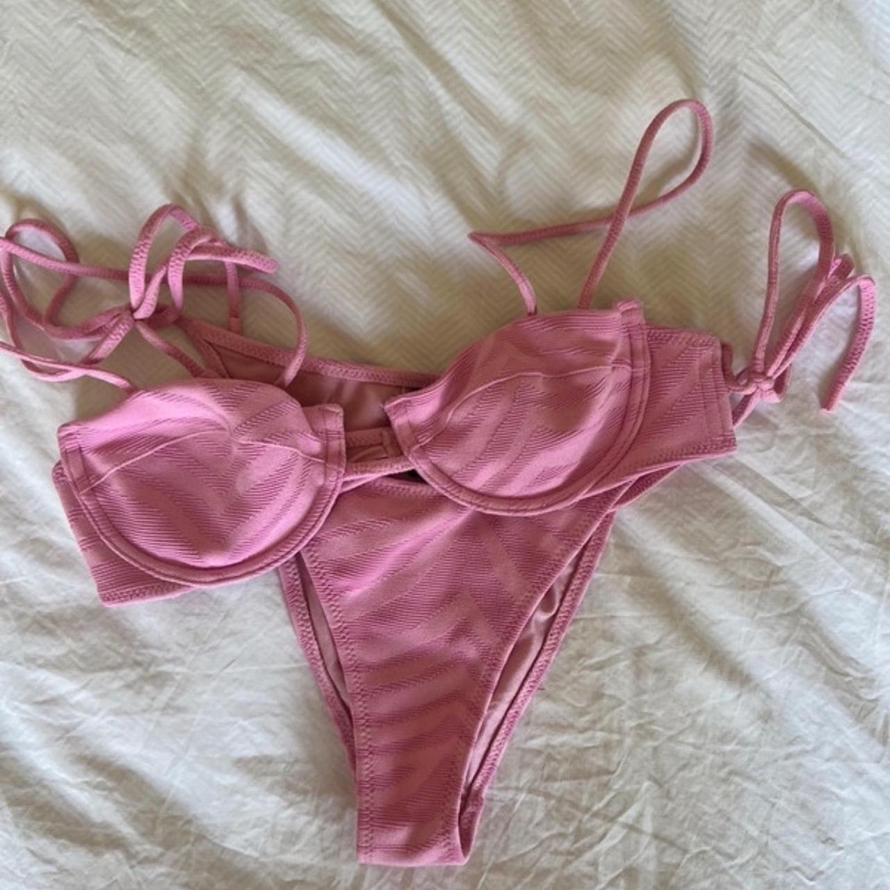 Pink Zebra print Mala Triangl Bikini, worn a few... Depop
