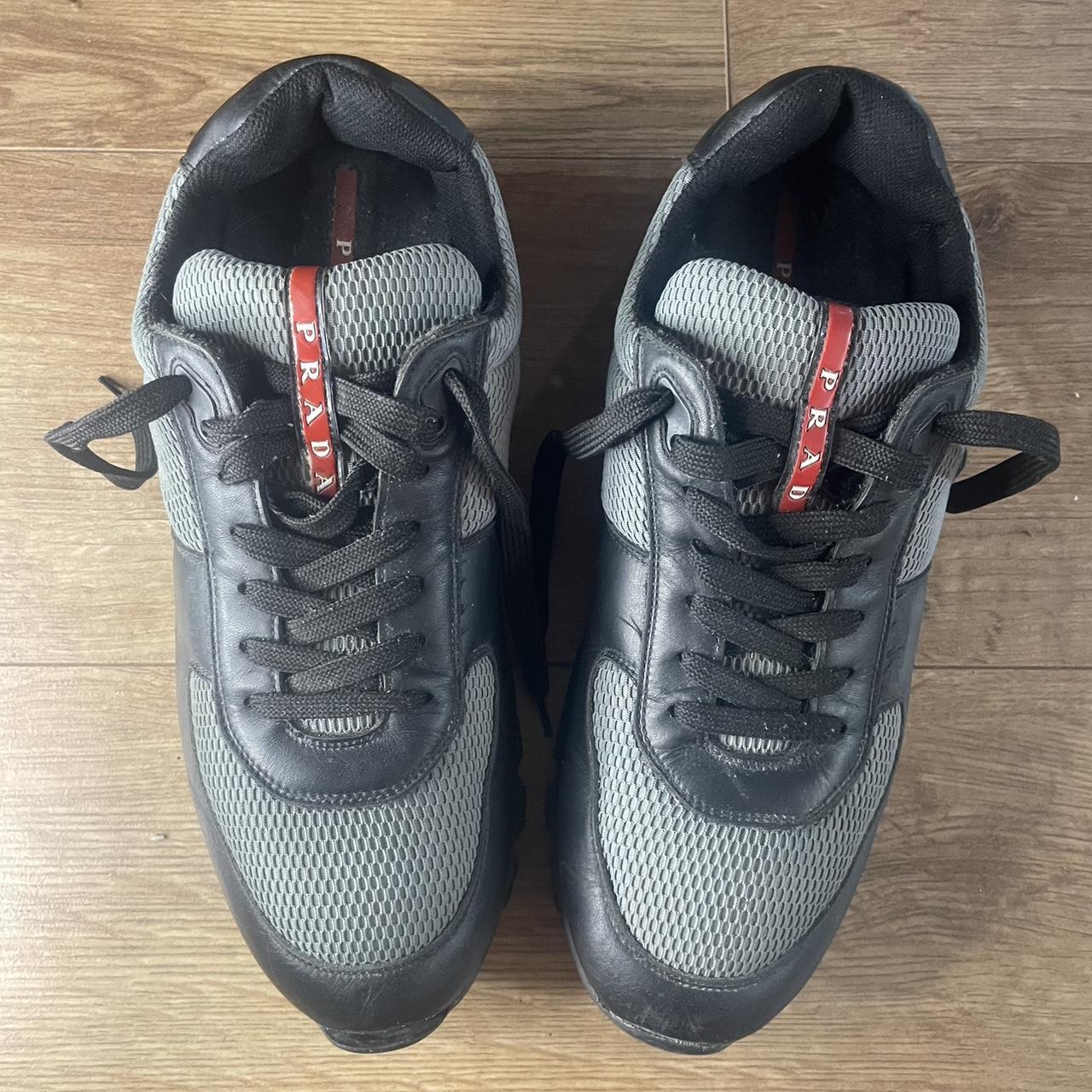 Men s used black and grey PRADA runners Size 9