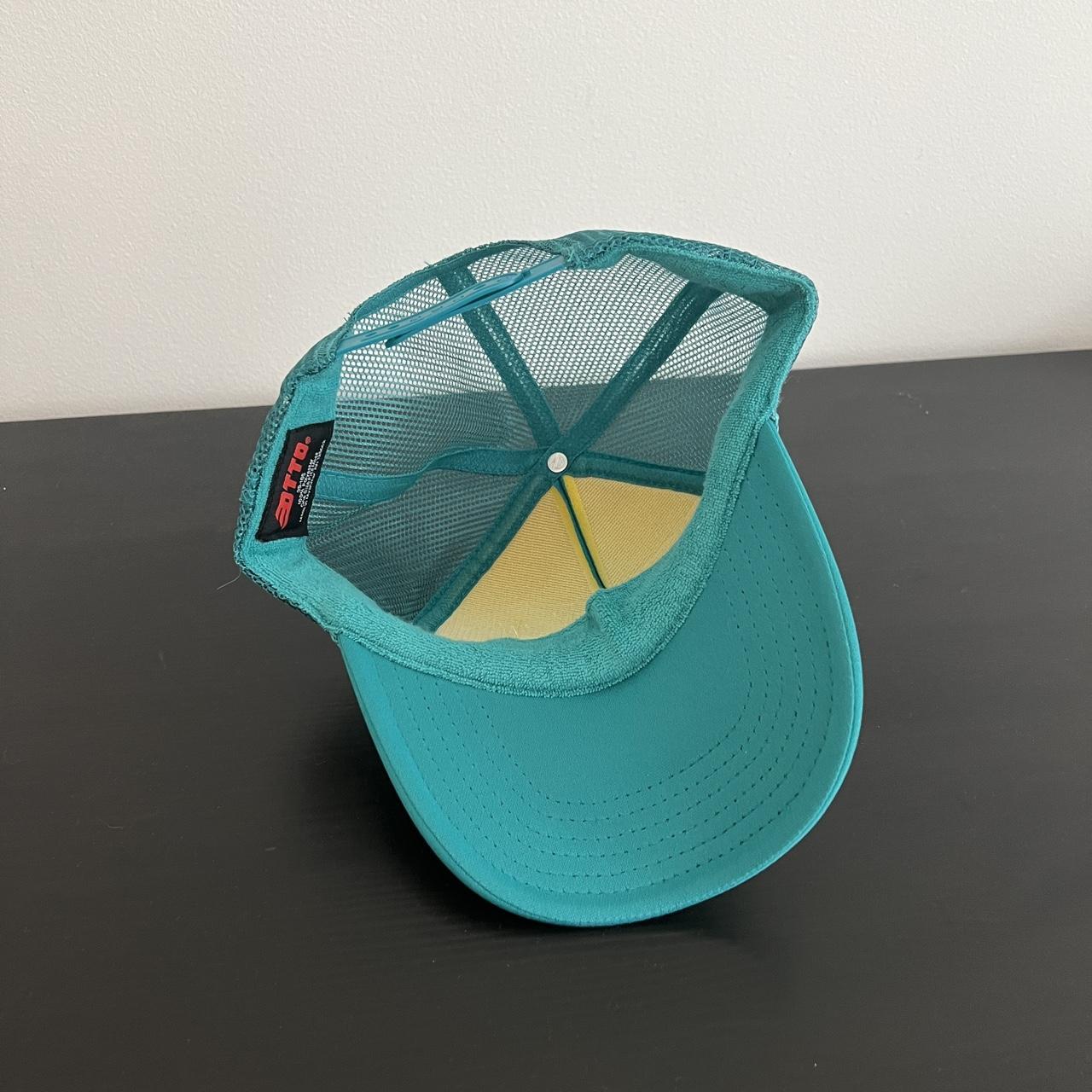 WET DREAMS SURF CLUB TEAL TRUCKER HAT + YELLOW FONT... - Depop