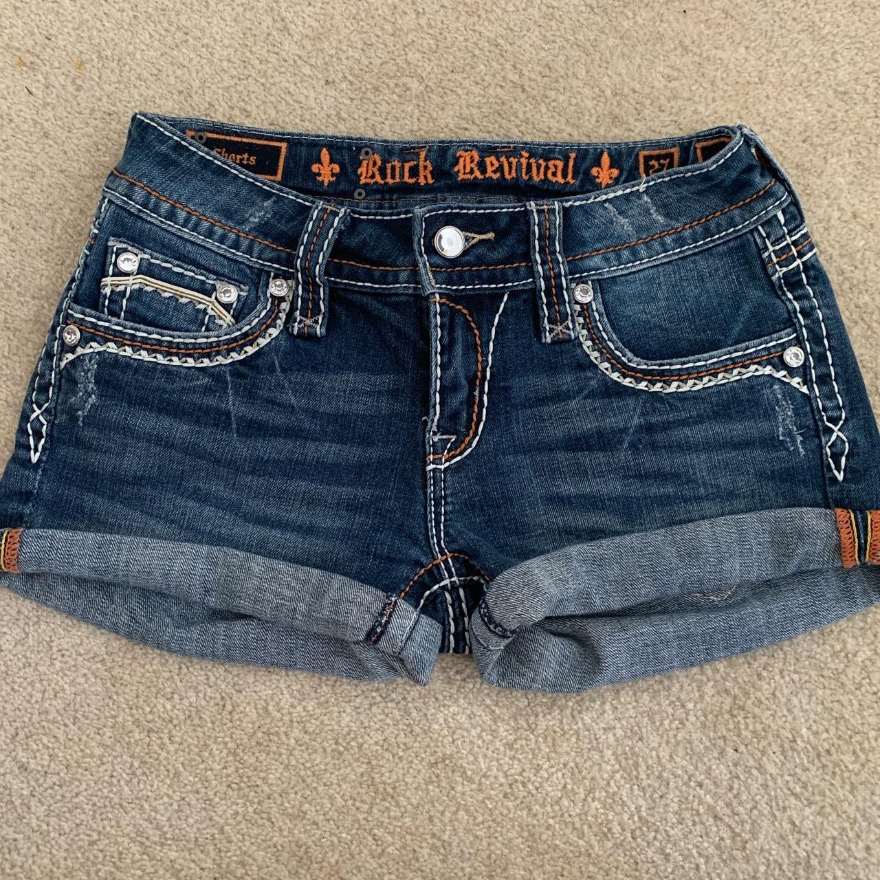 Y2k Rock Revival low-rise shorts ⚜️ size 27” on... - Depop