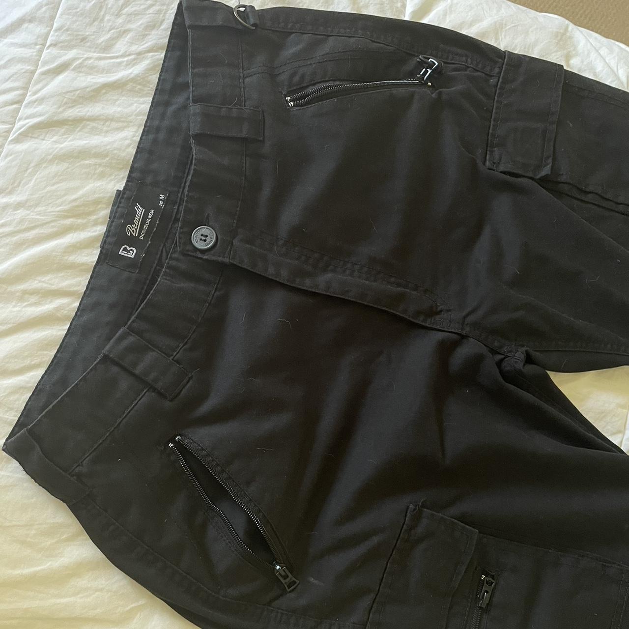 men’s brandit black cargo pants - size M on tag,... - Depop