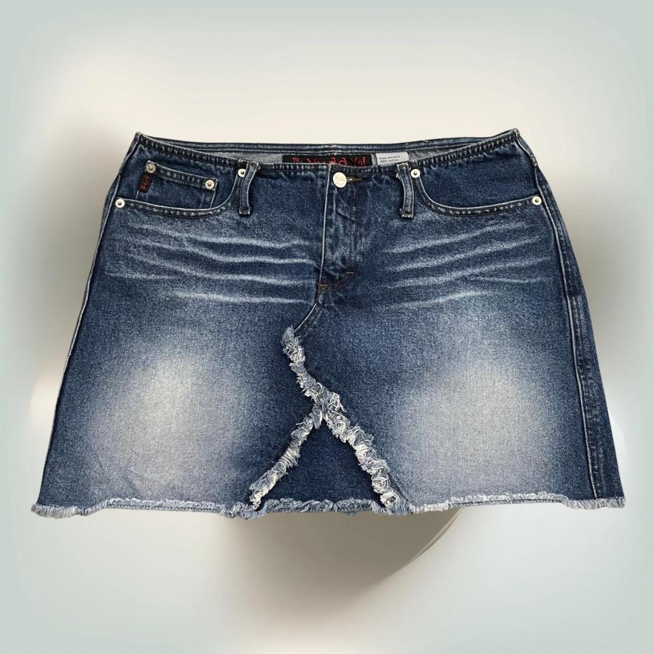Y2k Mudd jeans denim mini skirt Frayed details Depop