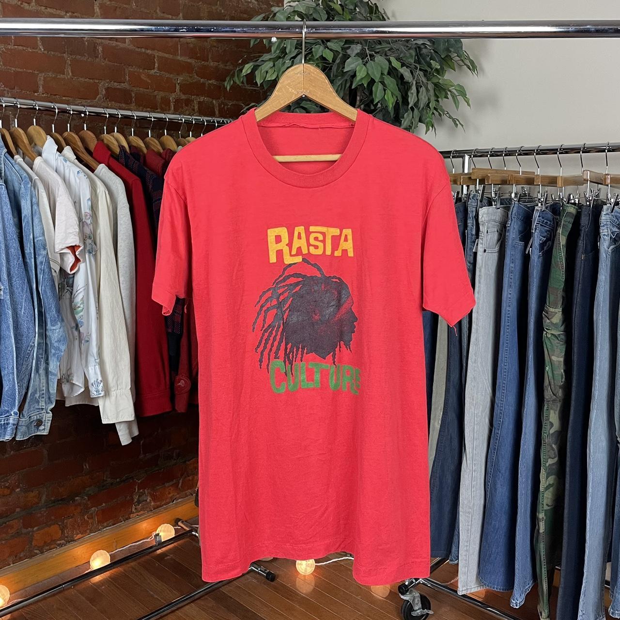 Vintage 80s Rasta Culture Tee. Single stitch hems.... - Depop