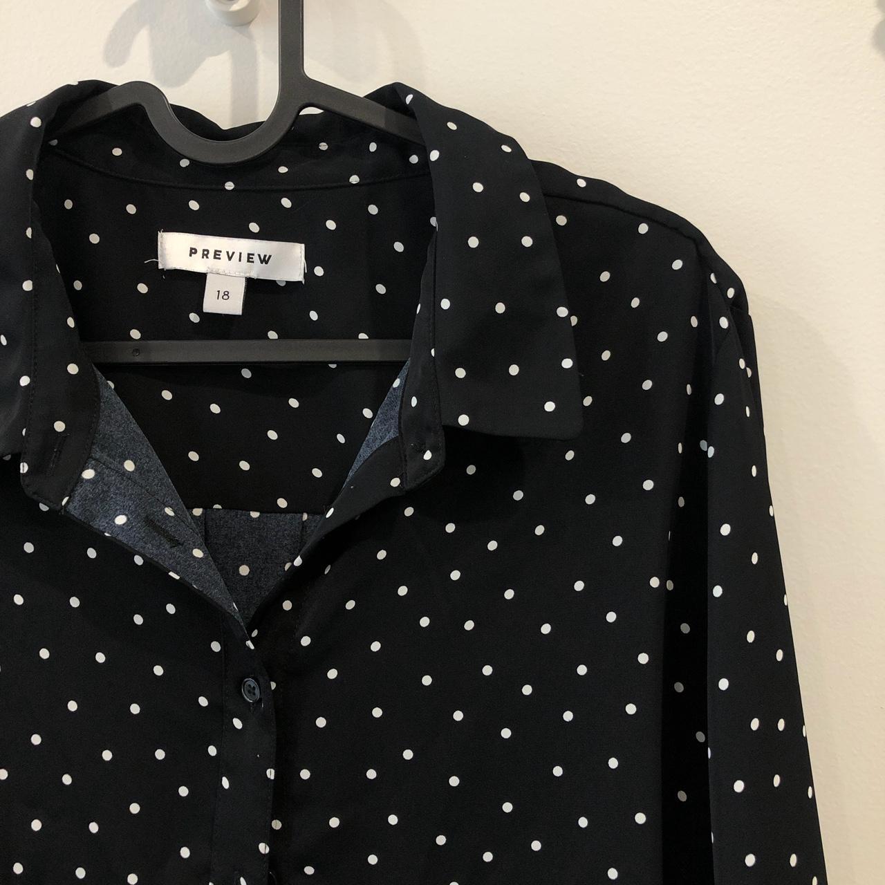 Classy polka dot button up blouse functional... Depop