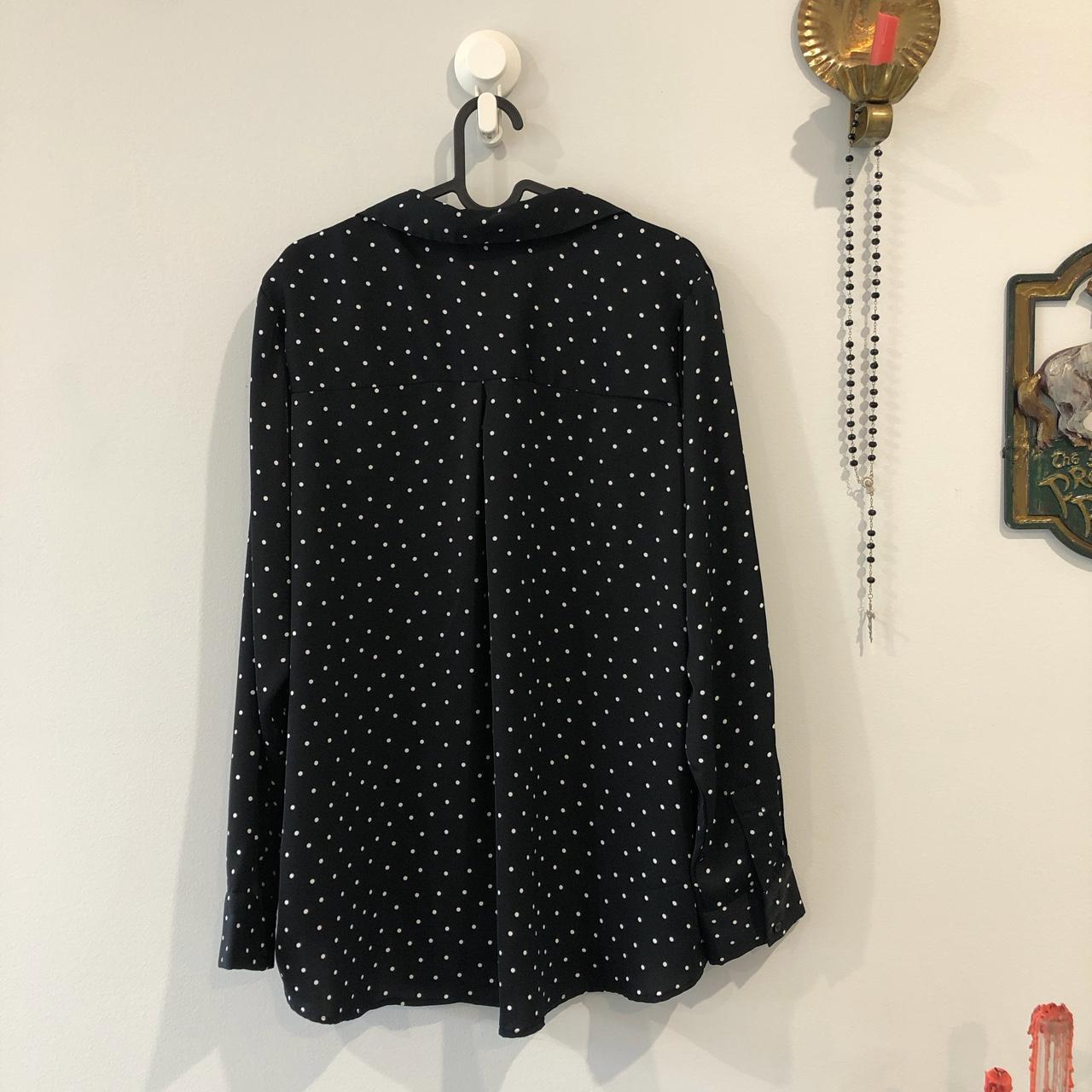 Classy polka dot button up blouse functional... Depop
