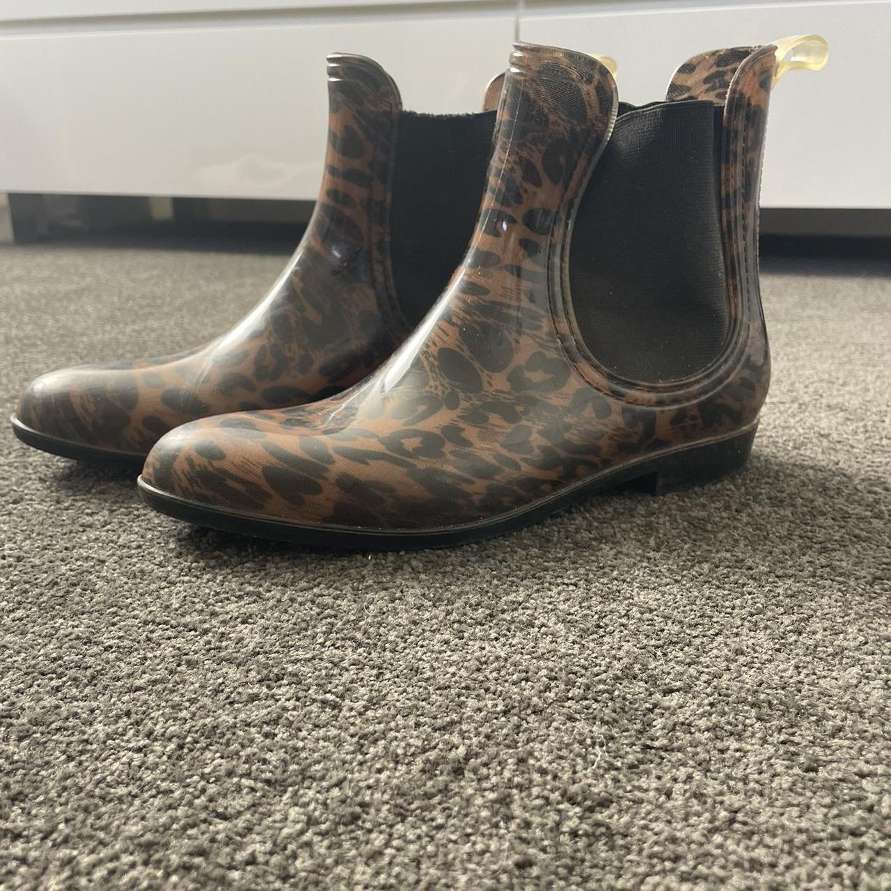leopard print rubber boots
